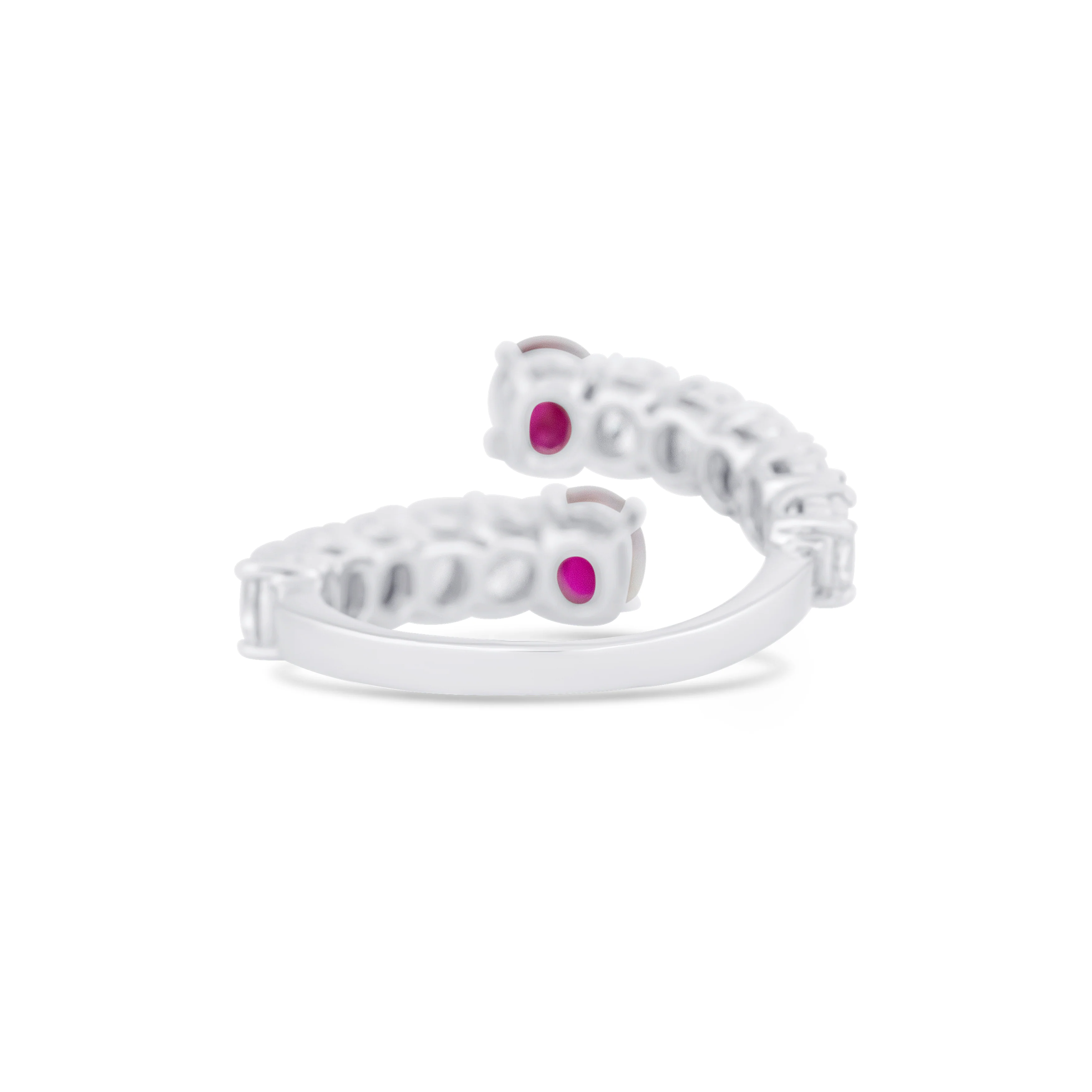 18K White Gold Oval Ruby and Oval Diamond Fashion Ring - Image 4