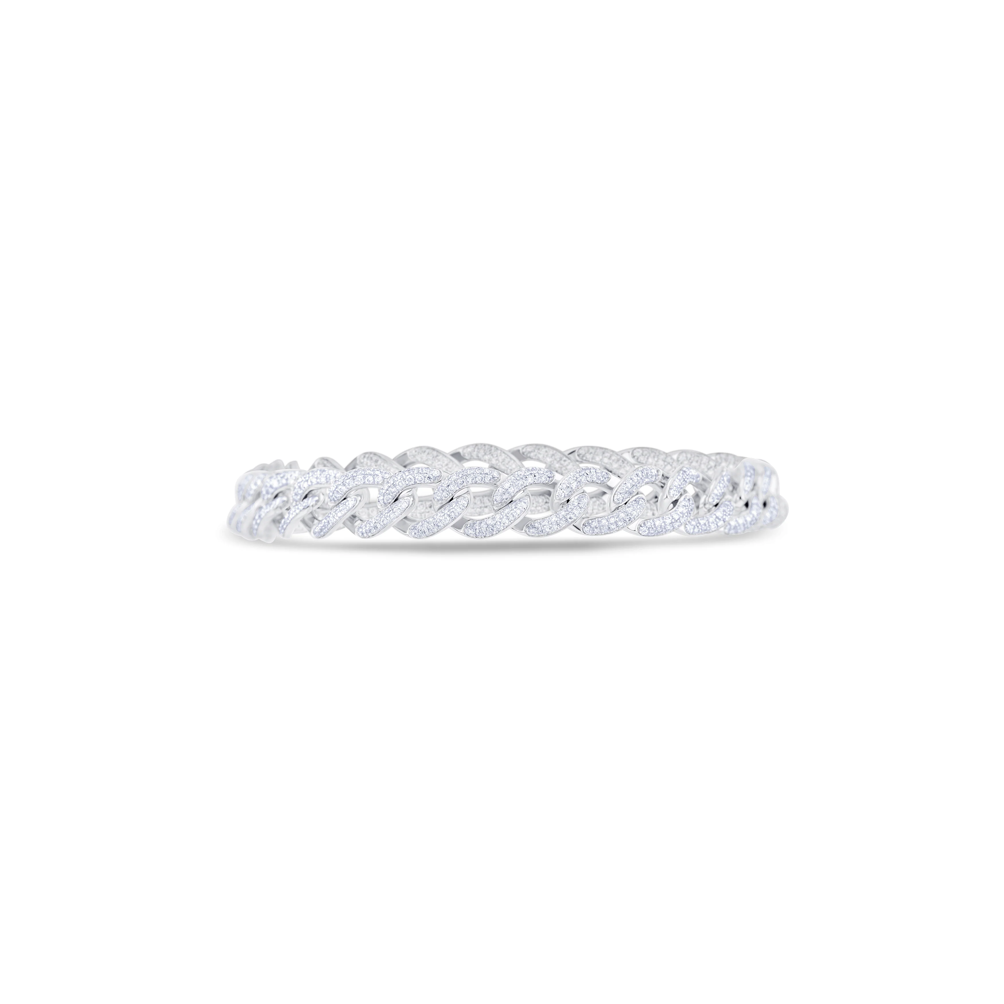 18K White Gold Pave' Set Diamond Chain Bracelet