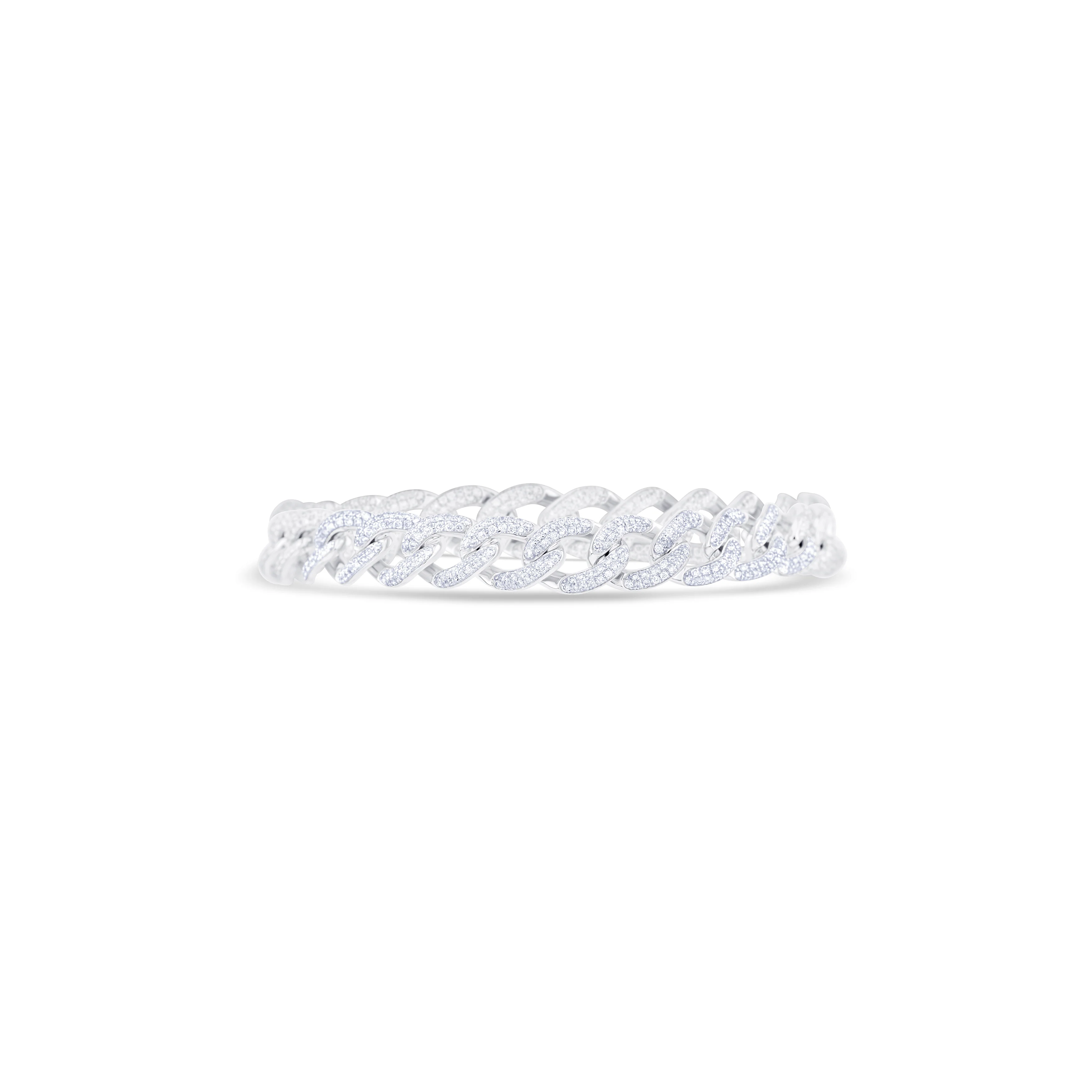 18K White Gold Pave' Set Diamond Chain Bracelet - Image 2