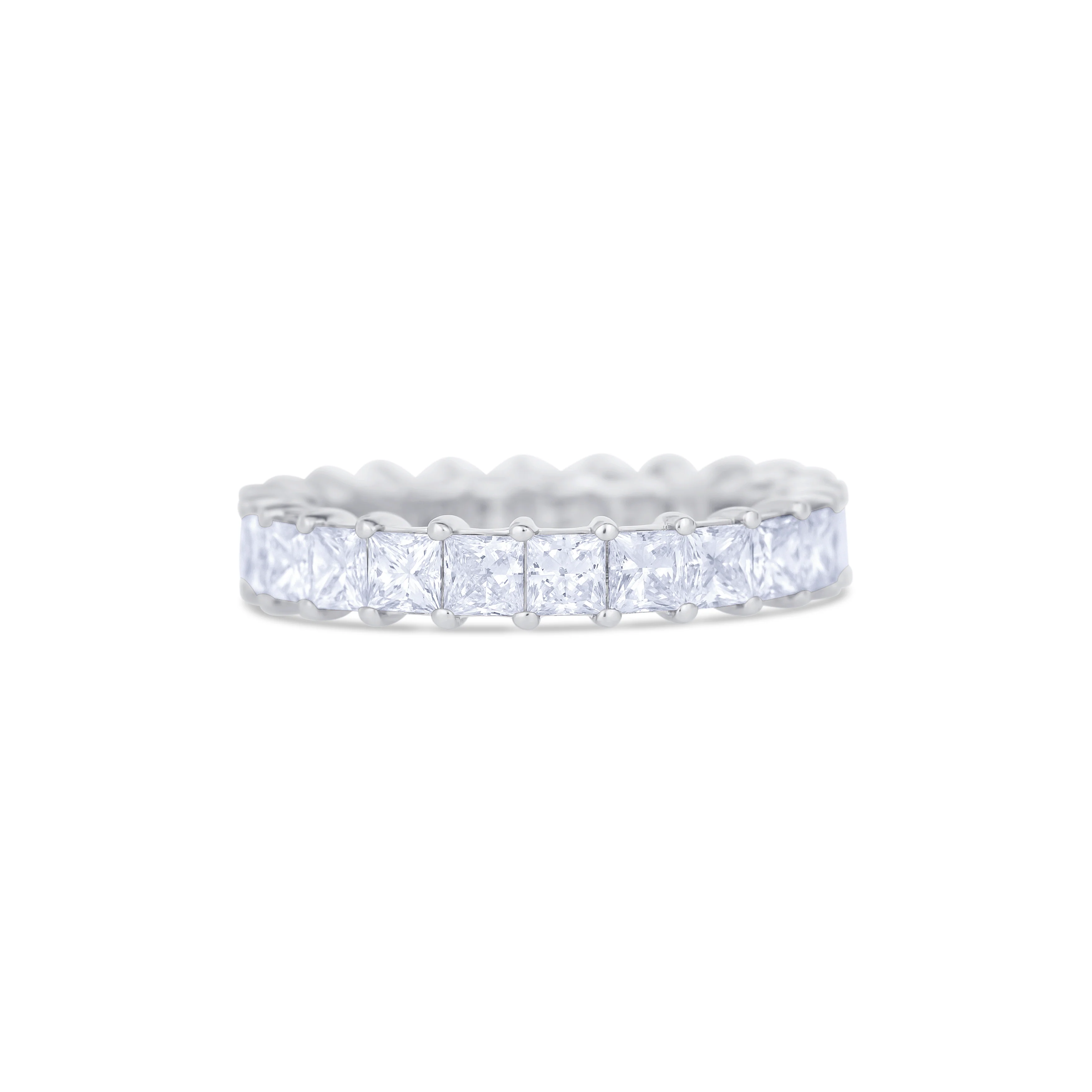 18K White Gold Princess Cut Diamond Eternity Wedding Band - Image 2