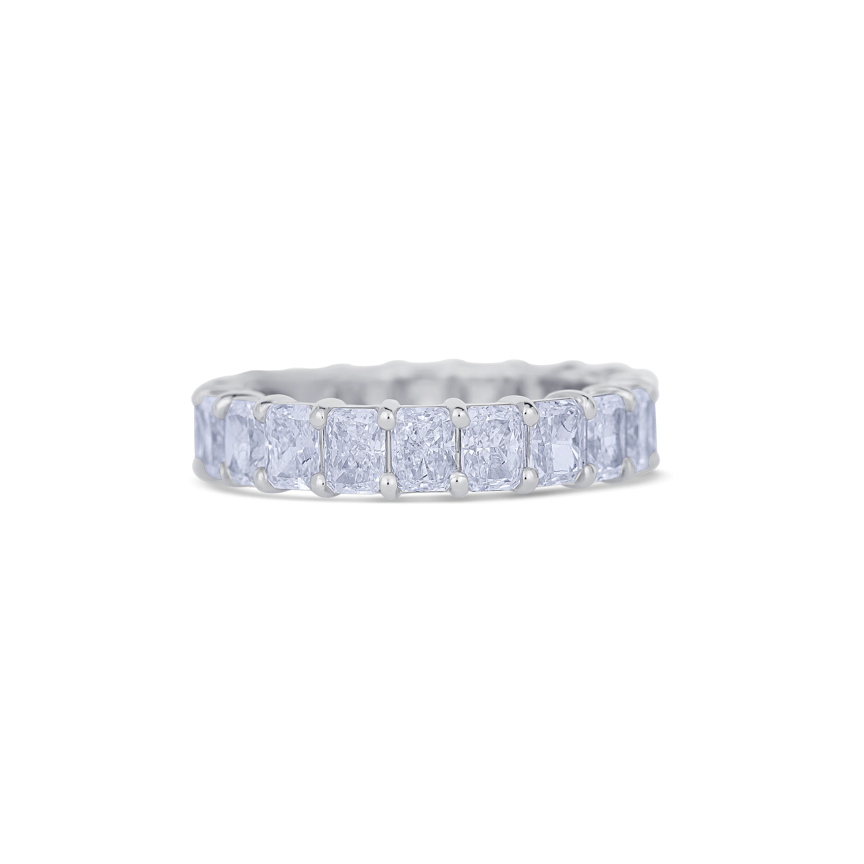 18K White Gold Radiant Cut Diamond Eternity Wedding Band