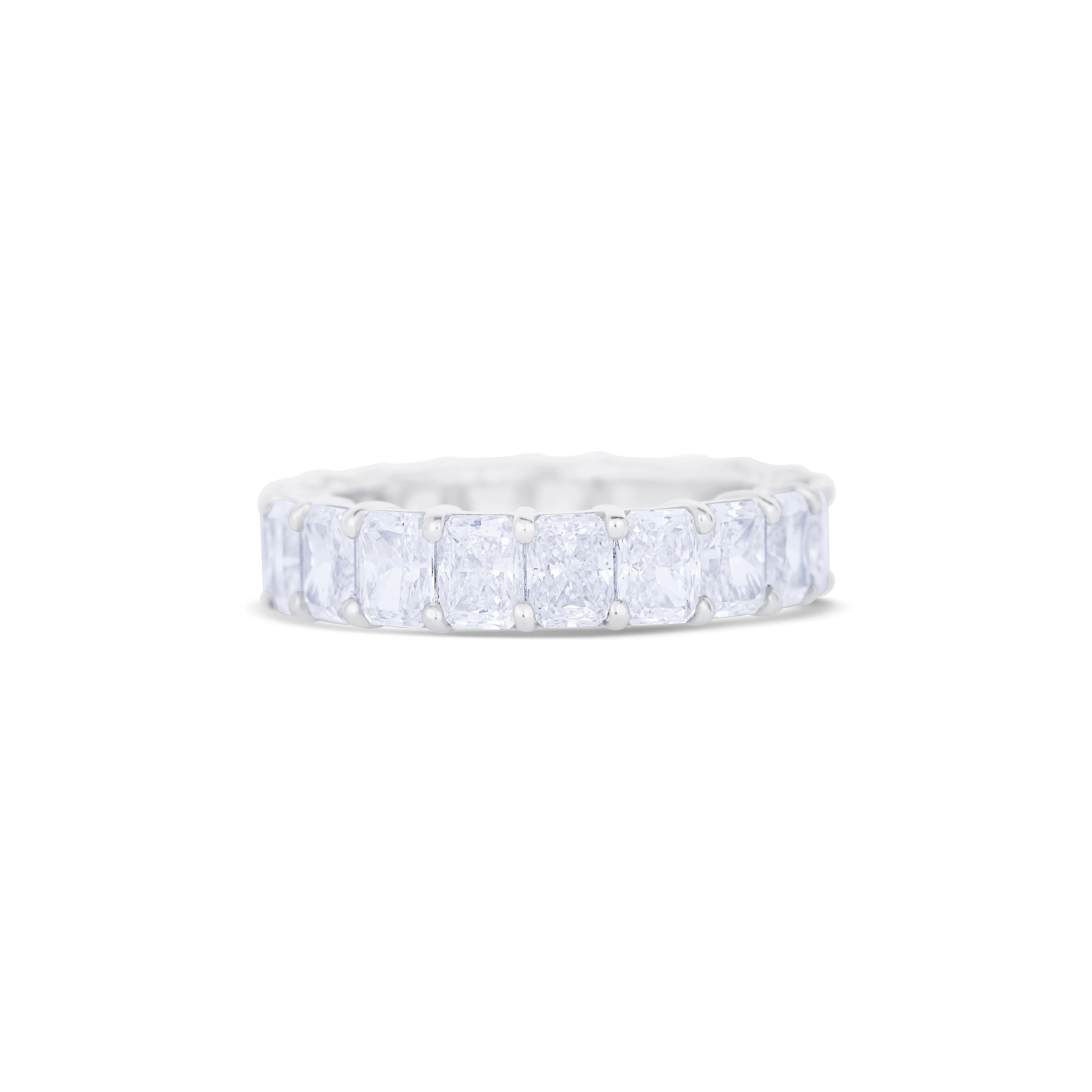 18K White Gold Radiant Cut Diamond Eternity Wedding Band - Image 2