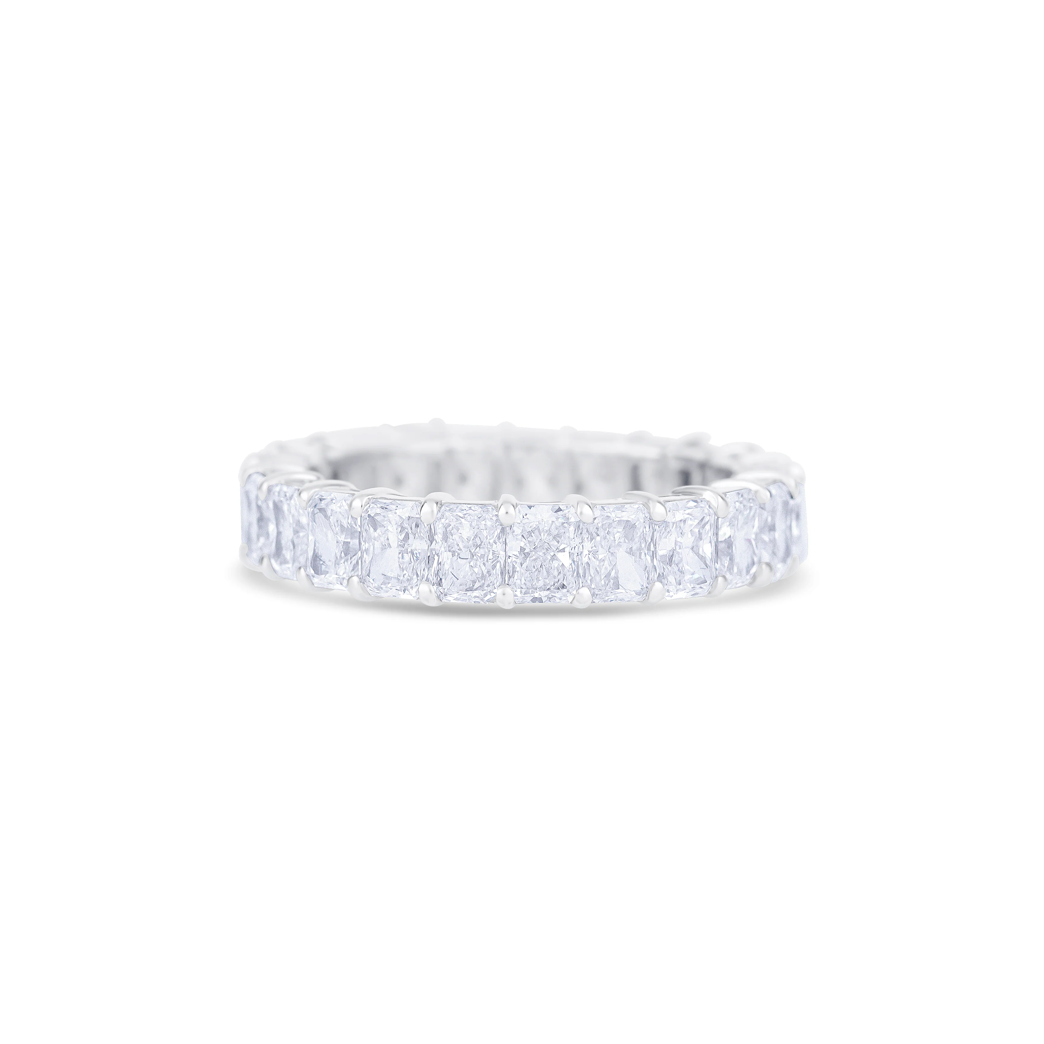 18K White Gold Radiant Cut Diamond Eternity Wedding Band