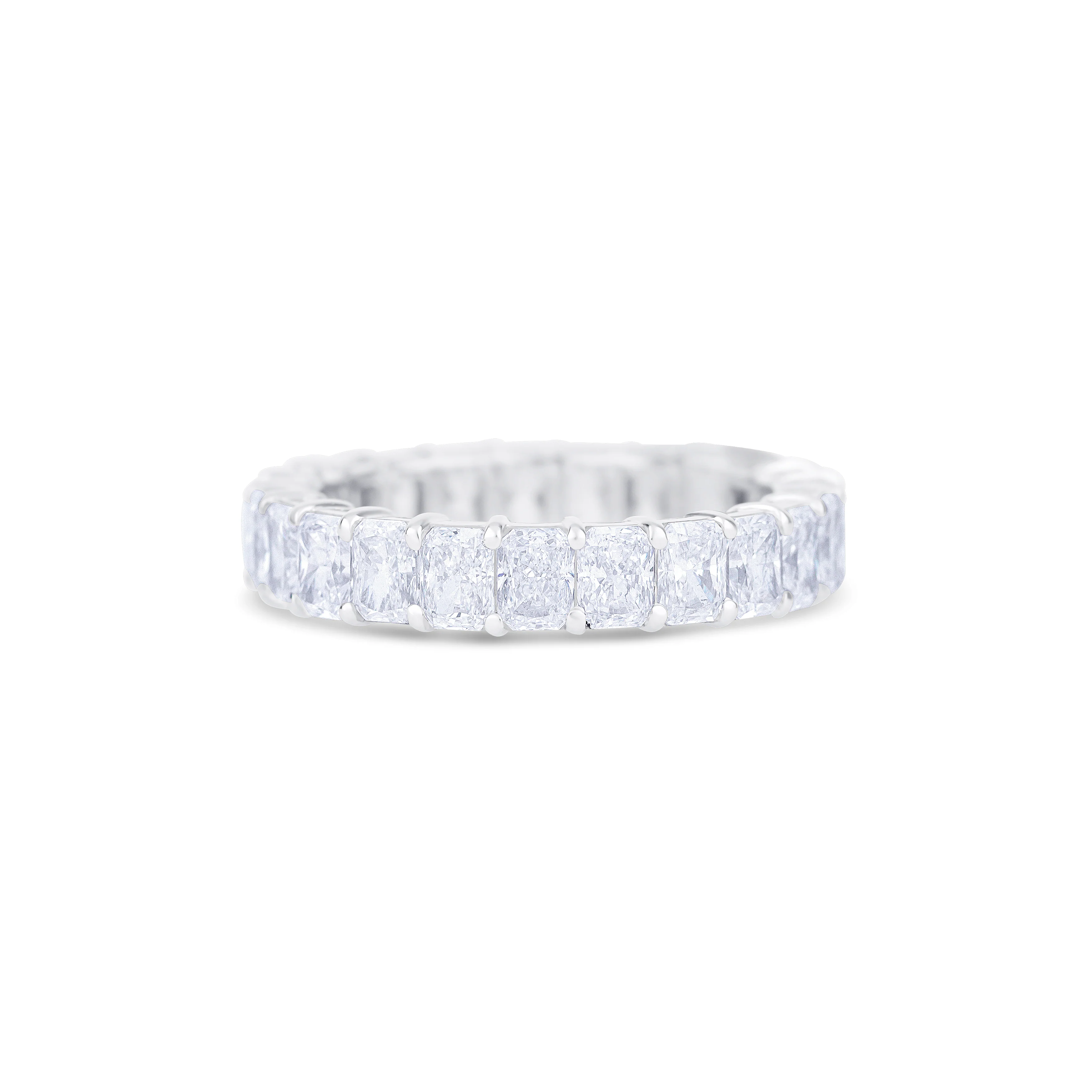 18K White Gold Radiant Cut Diamond Eternity Wedding Band - Image 2
