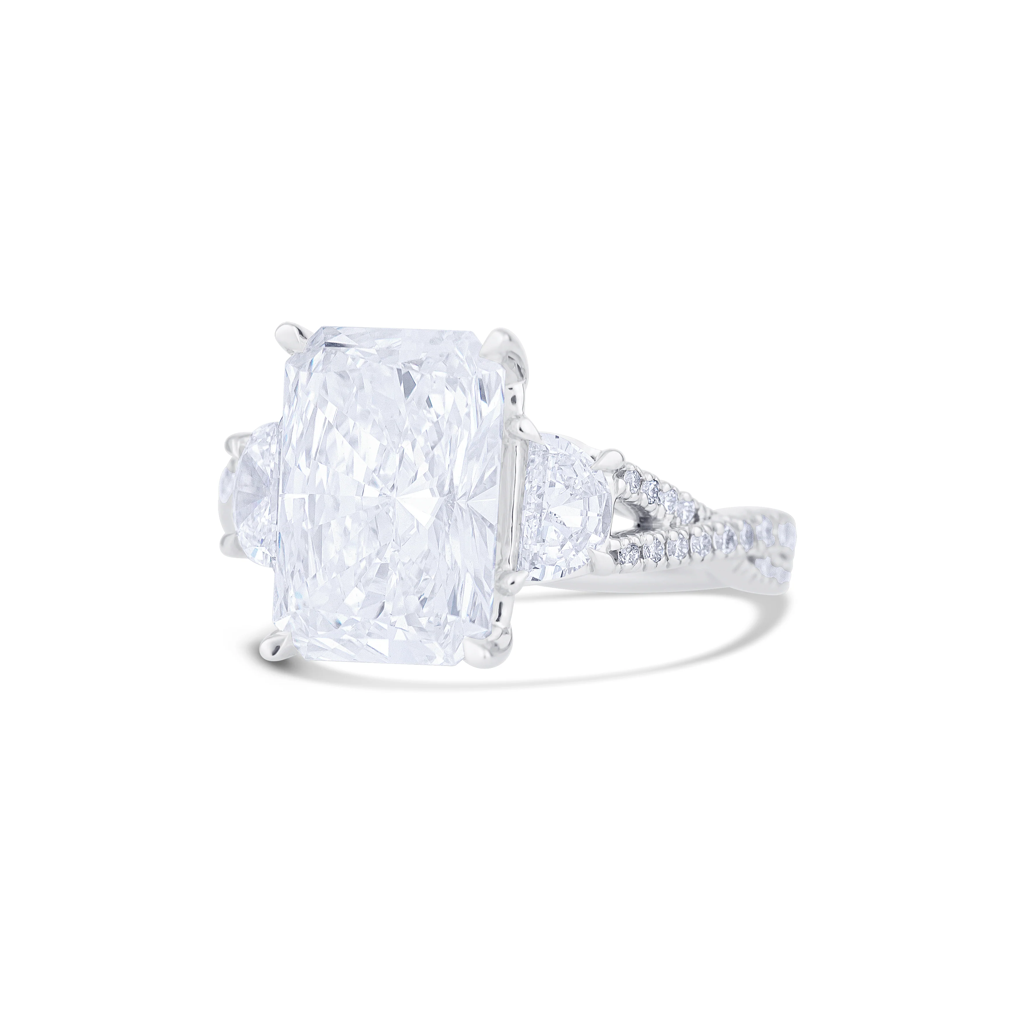 18K White Gold Radiant Lab-Grown Diamond Engagement Ring - Image 2