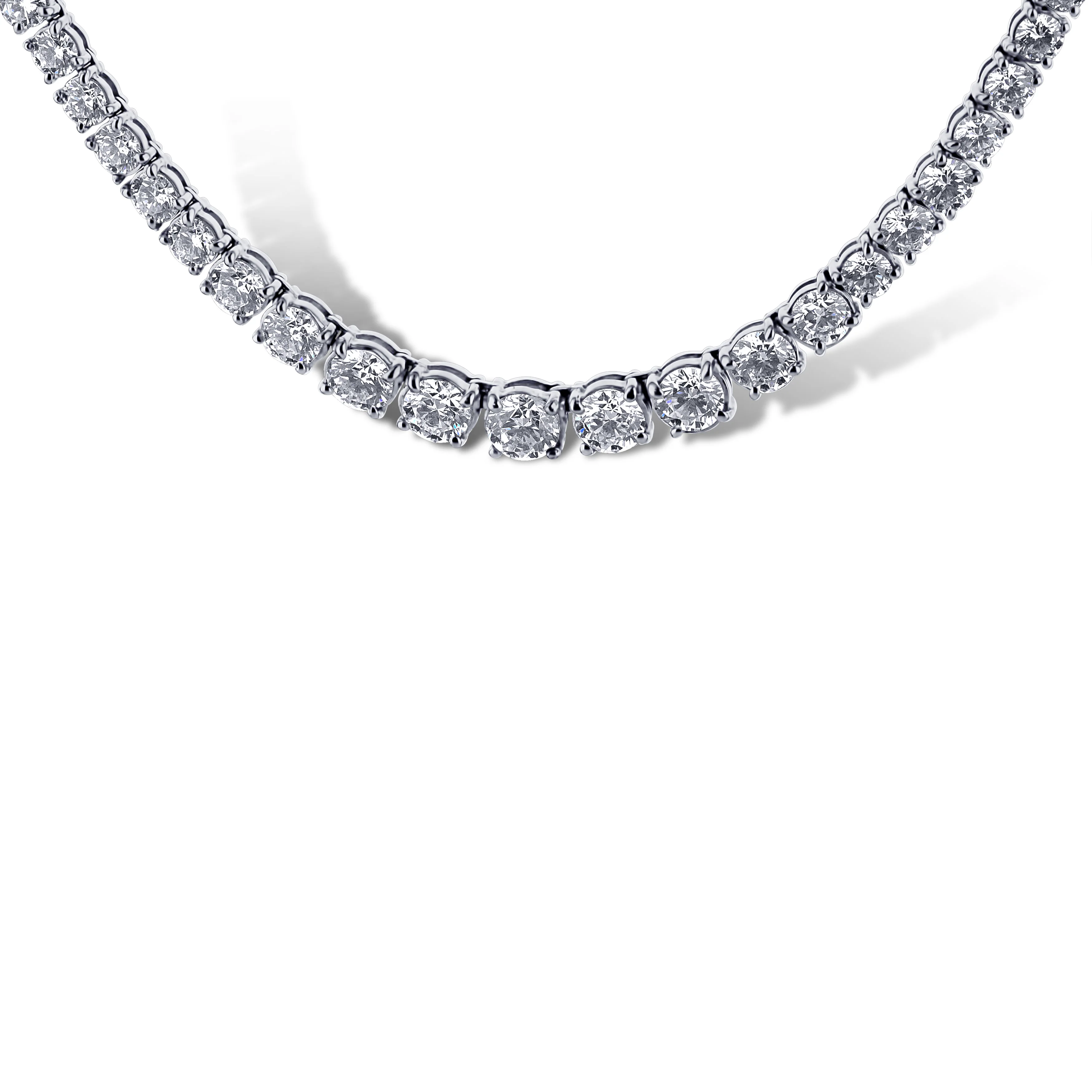 18K White Gold Riviera Diamond Necklace 33.5Cttw - Image 2