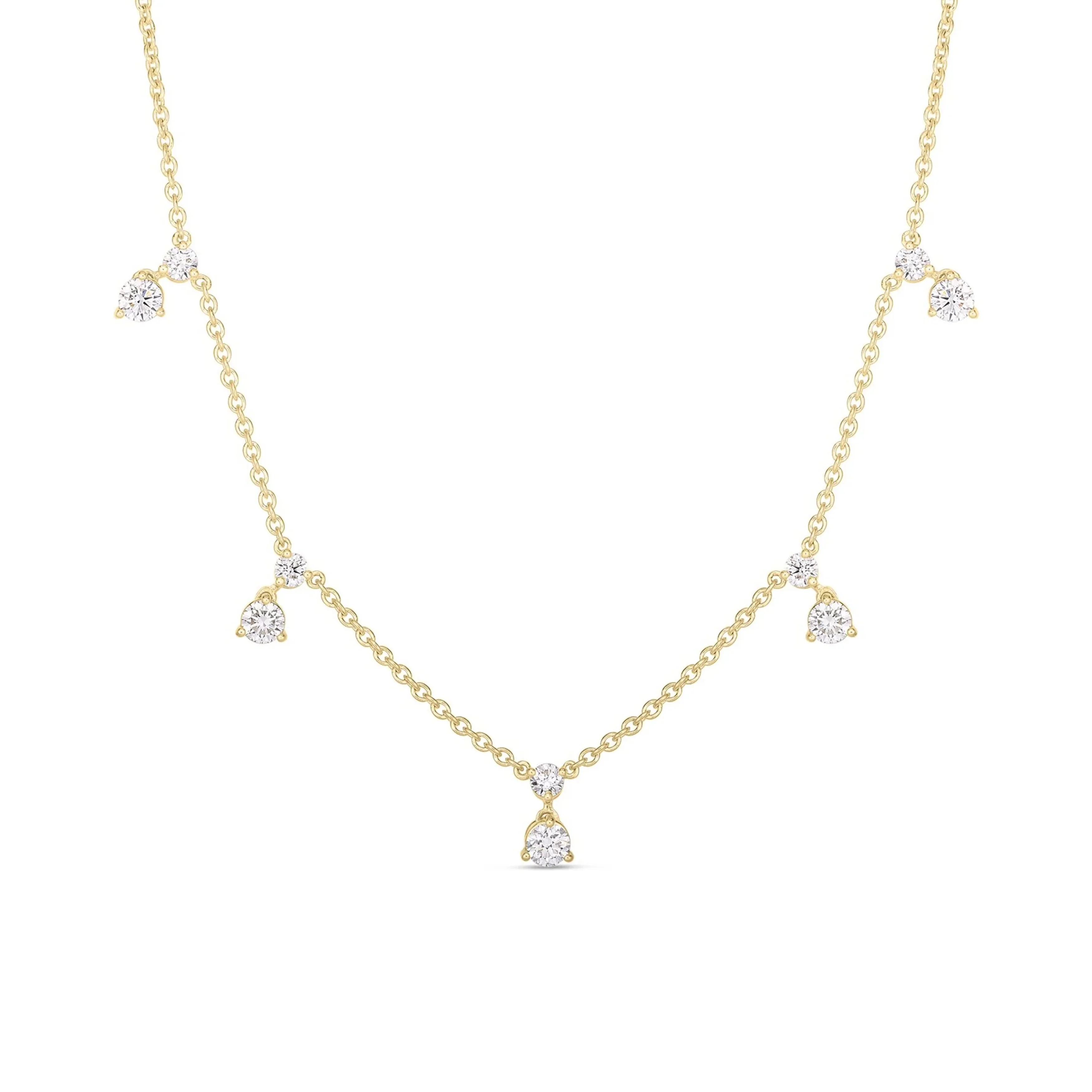 18K Yellow Gold Roberto Coin 5 Station Diamond Necklace