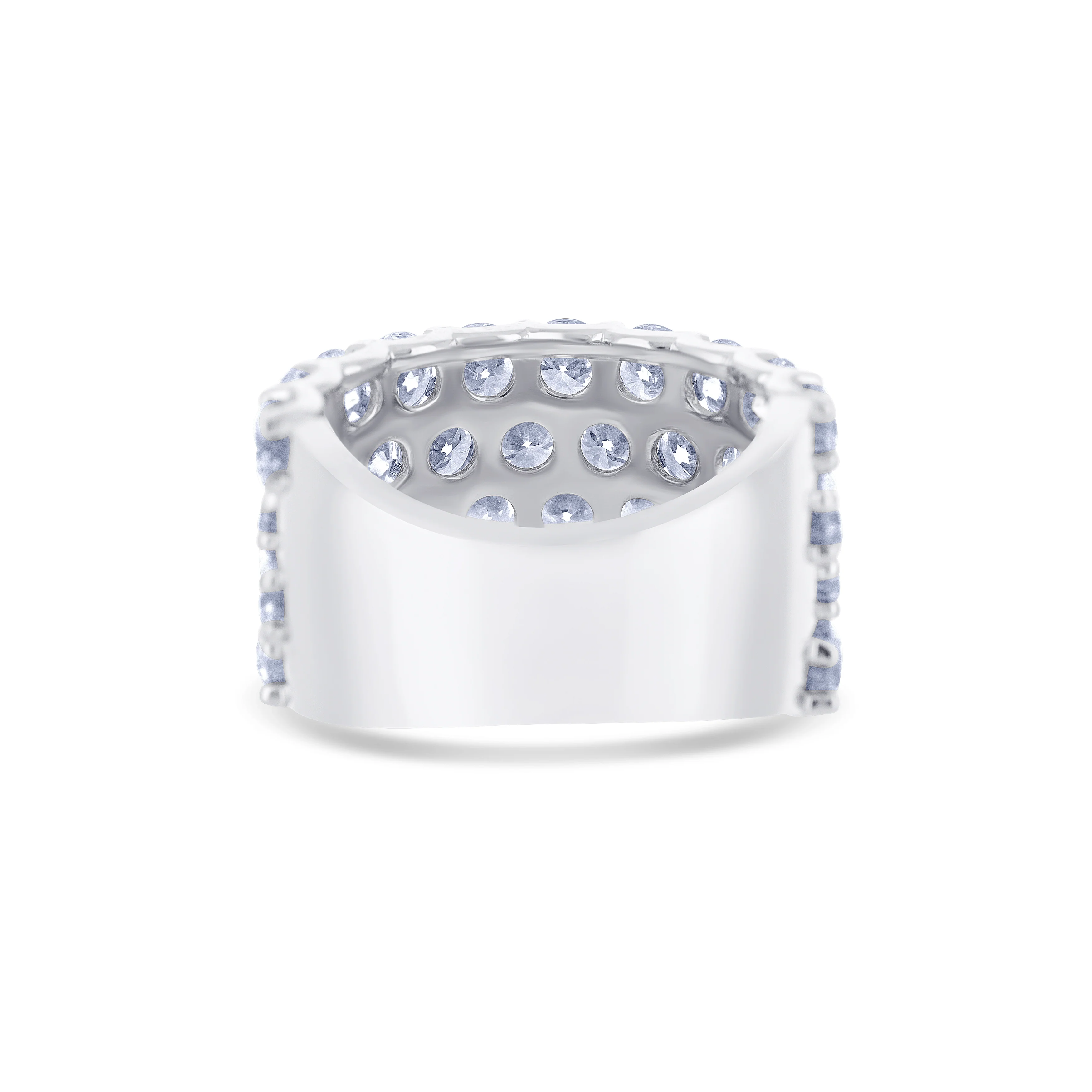 18K White Gold Round Cut 4-Row Diamond Band - Image 4