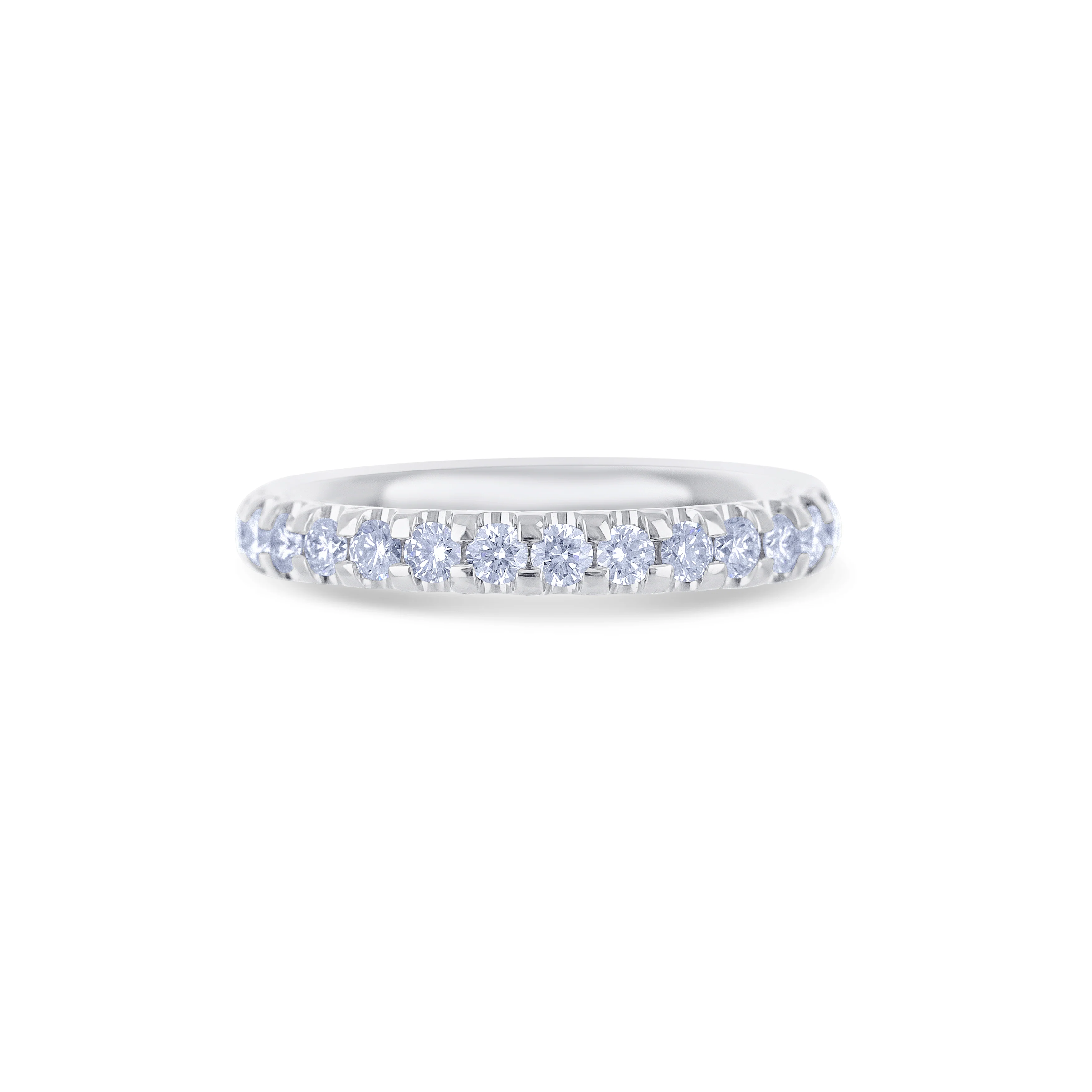 18K White Gold Round Cut Diamond Band – "U" Prong Set Size 6.5