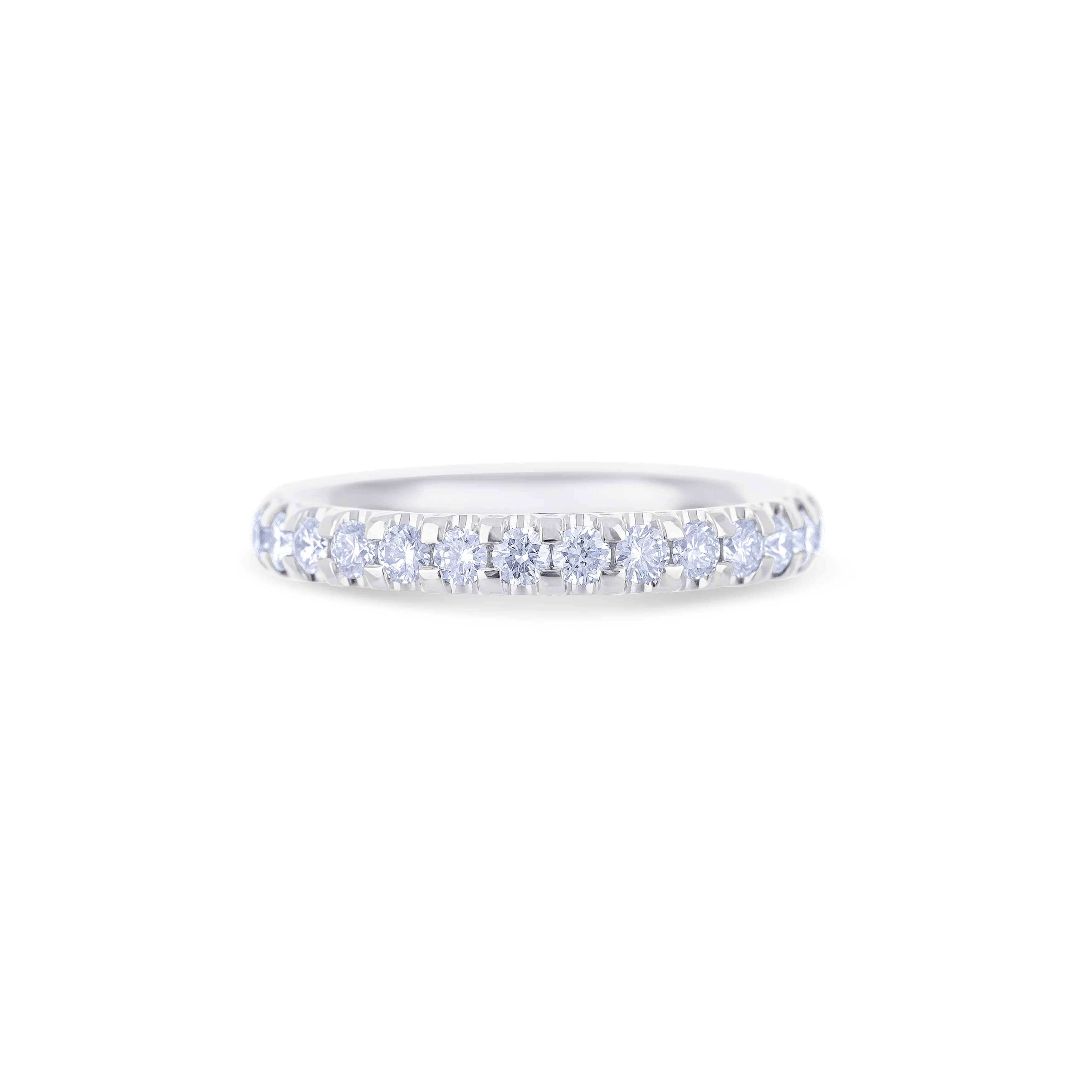 18K White Gold Round Cut Diamond Band – "U" Prong Set Size 6.5 - Image 2