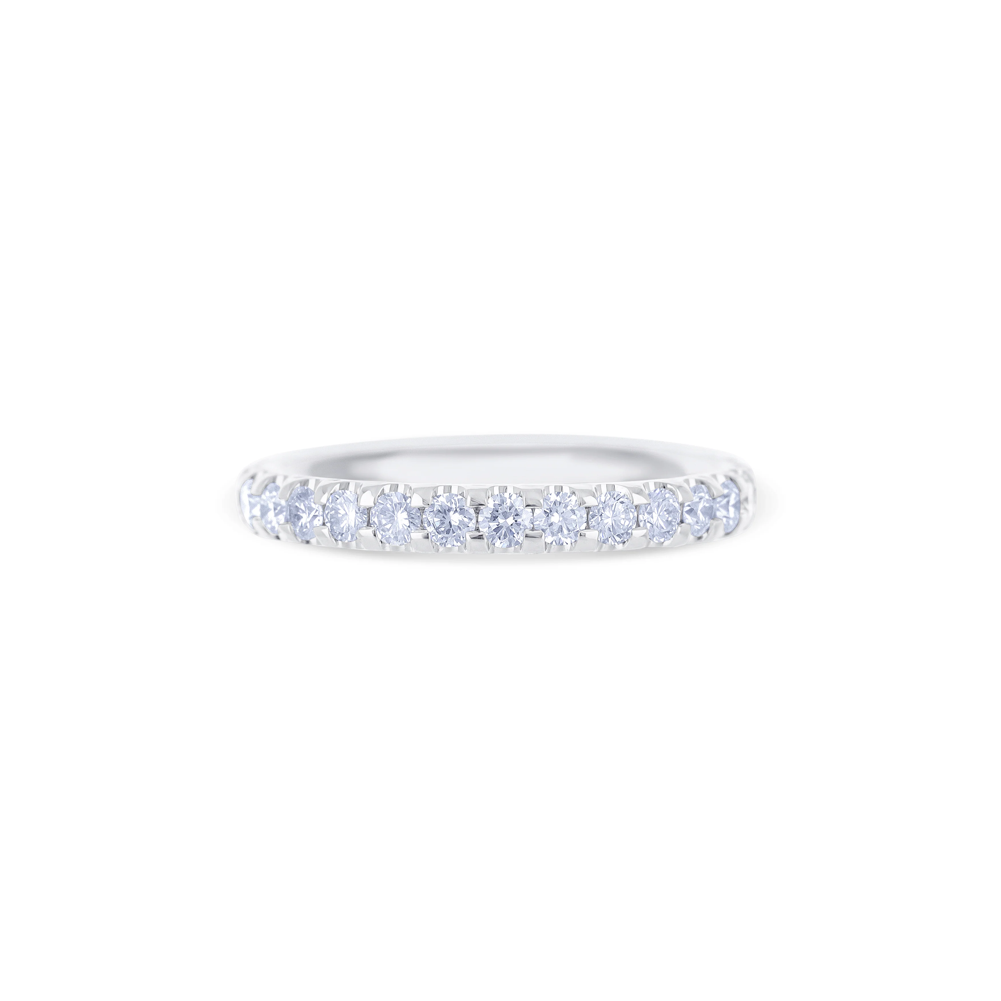 18K White Gold Round Cut Diamond Band – "U" Prong Size 6 - Image 2