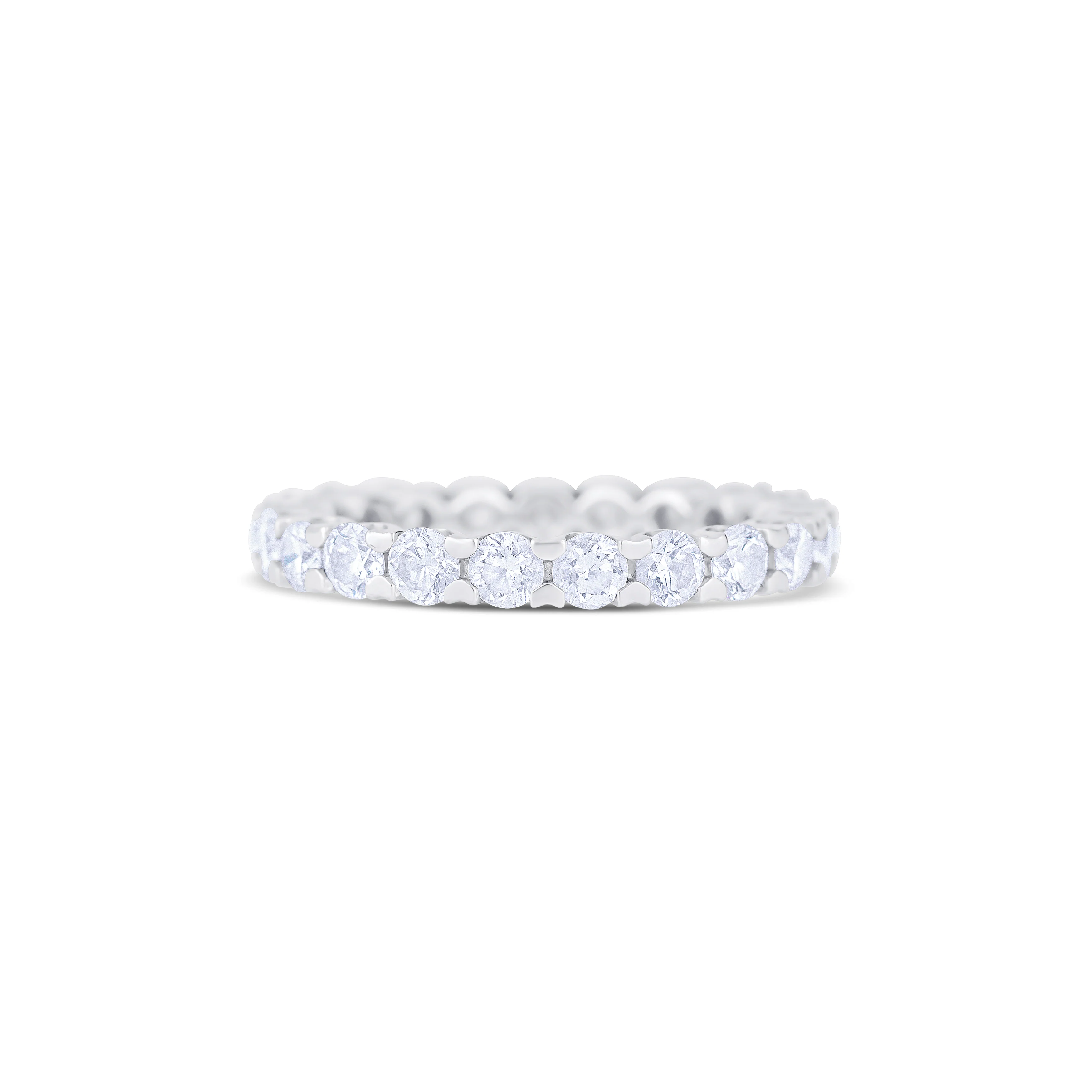 18K White Gold Round Cut Diamond Eternity Band