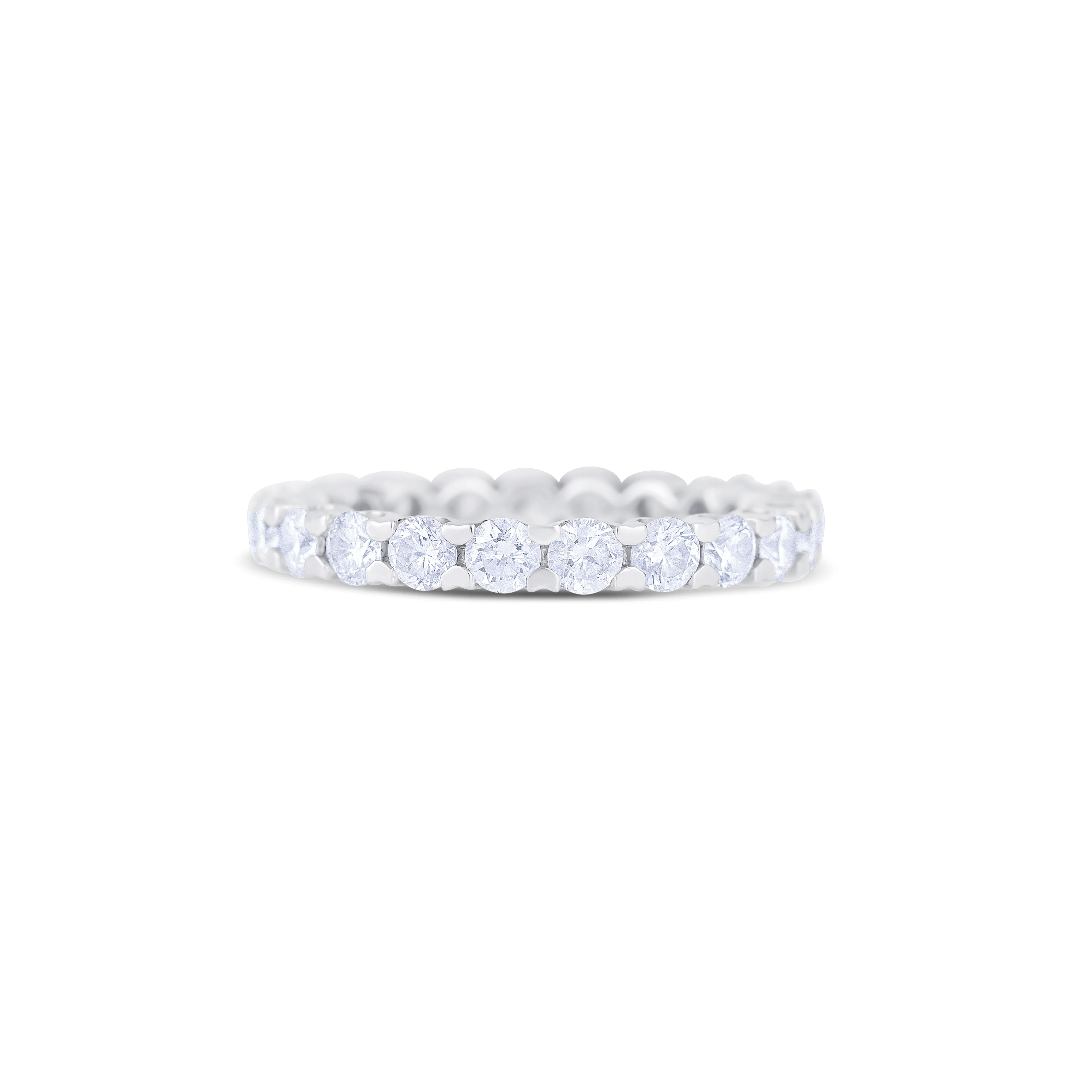 18K White Gold Round Cut Diamond Eternity Band - Image 2
