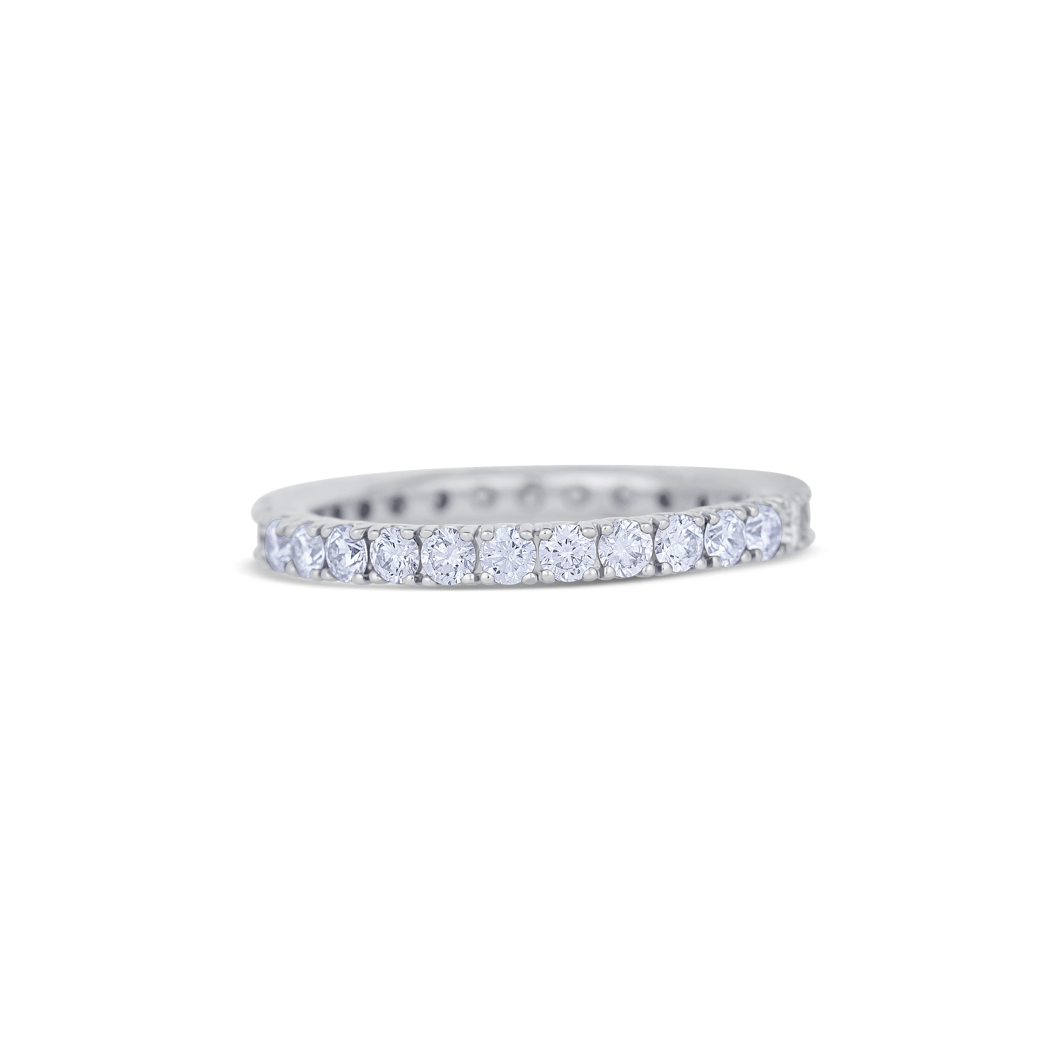 18K White Gold Round Cut Diamond Eternity Wedding Band