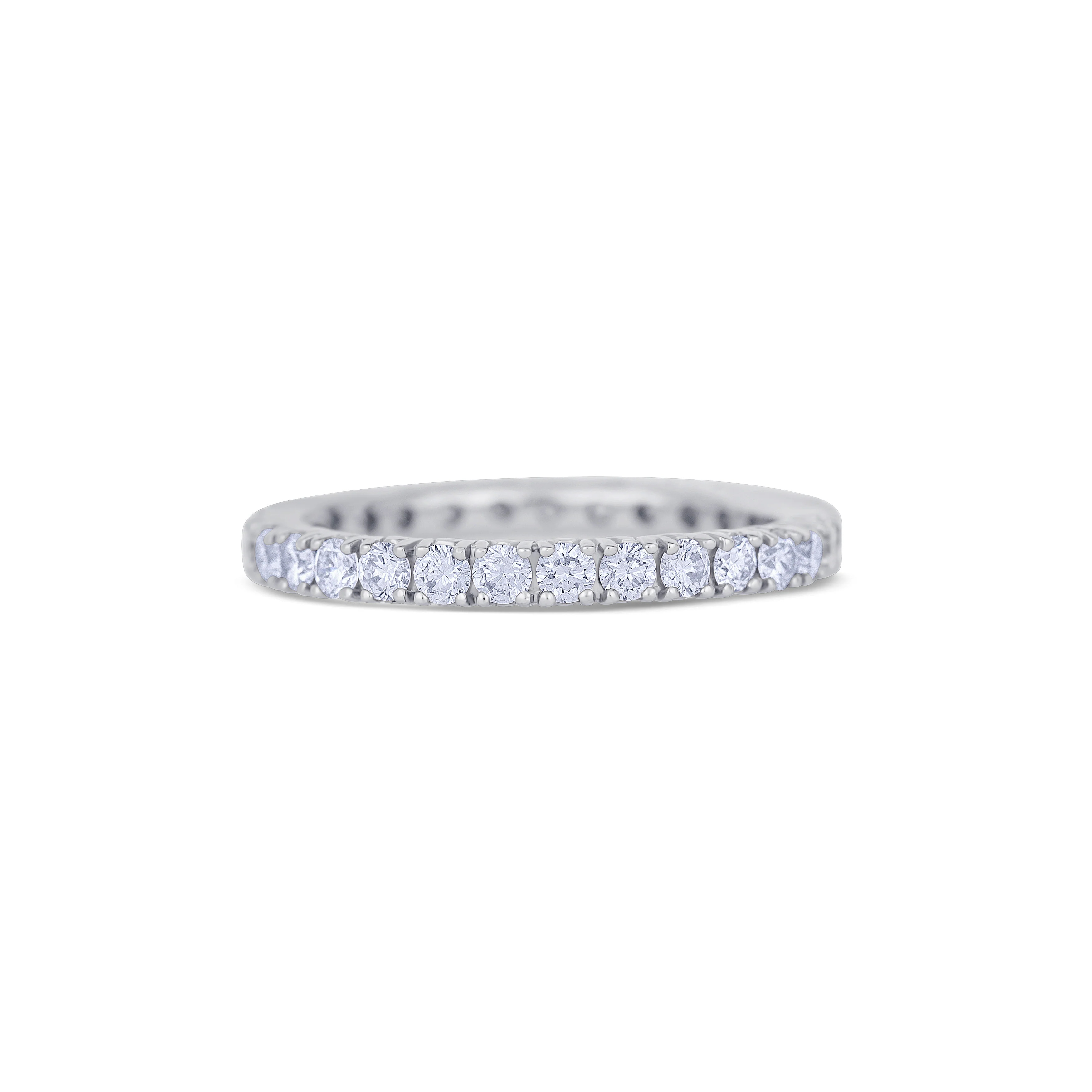 18K White Gold Round Cut Diamond Eternity Wedding Band - Image 2