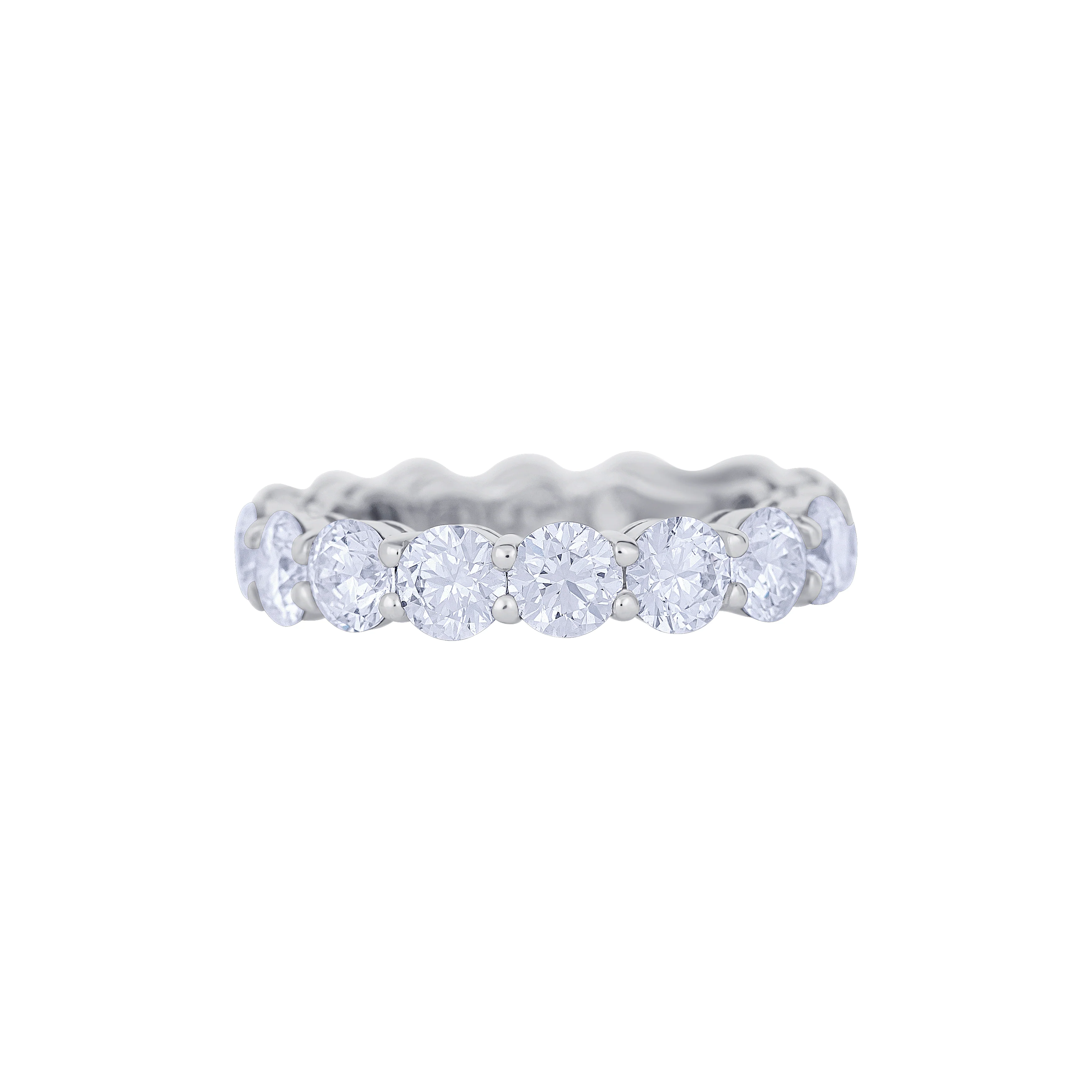 18K White Gold Round Cut Diamond Eternity Wedding Band - Image 2