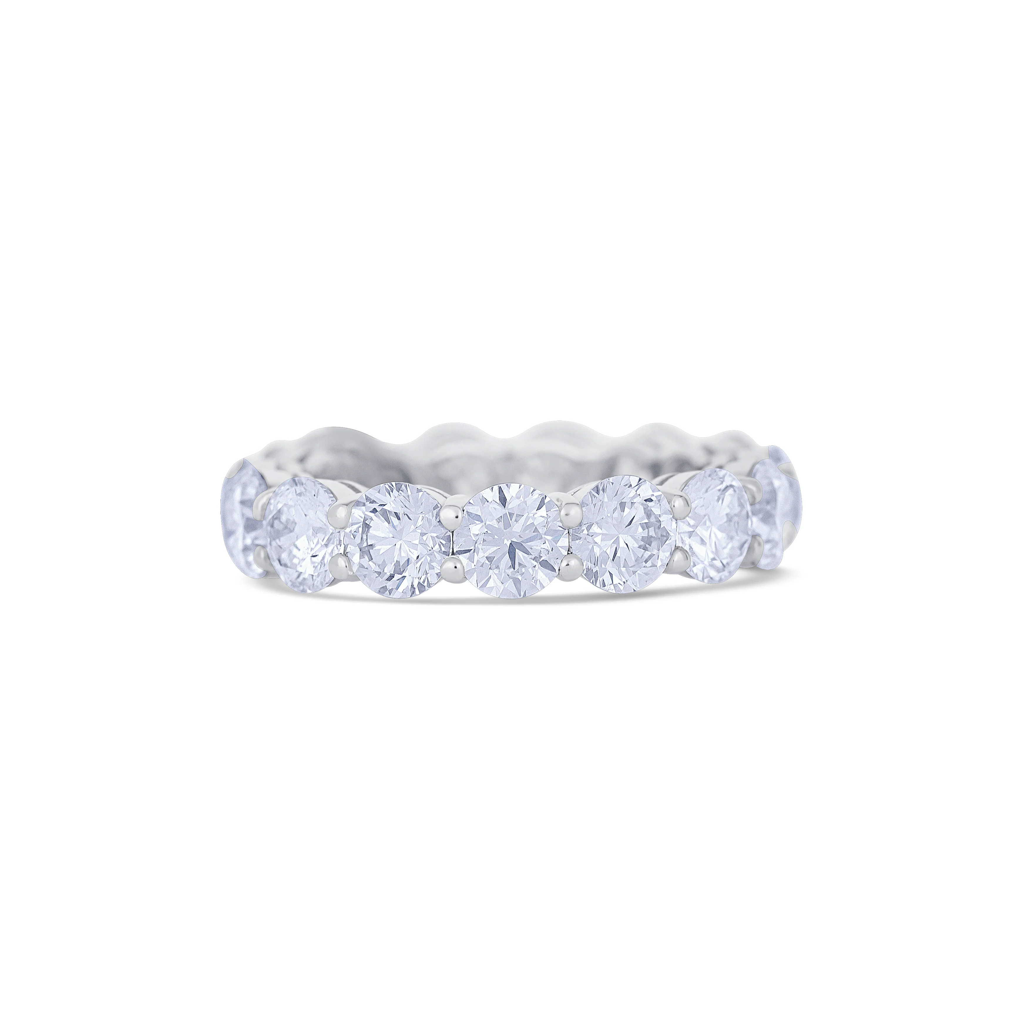 18K White Gold Round Cut Diamond Eternity Wedding Band