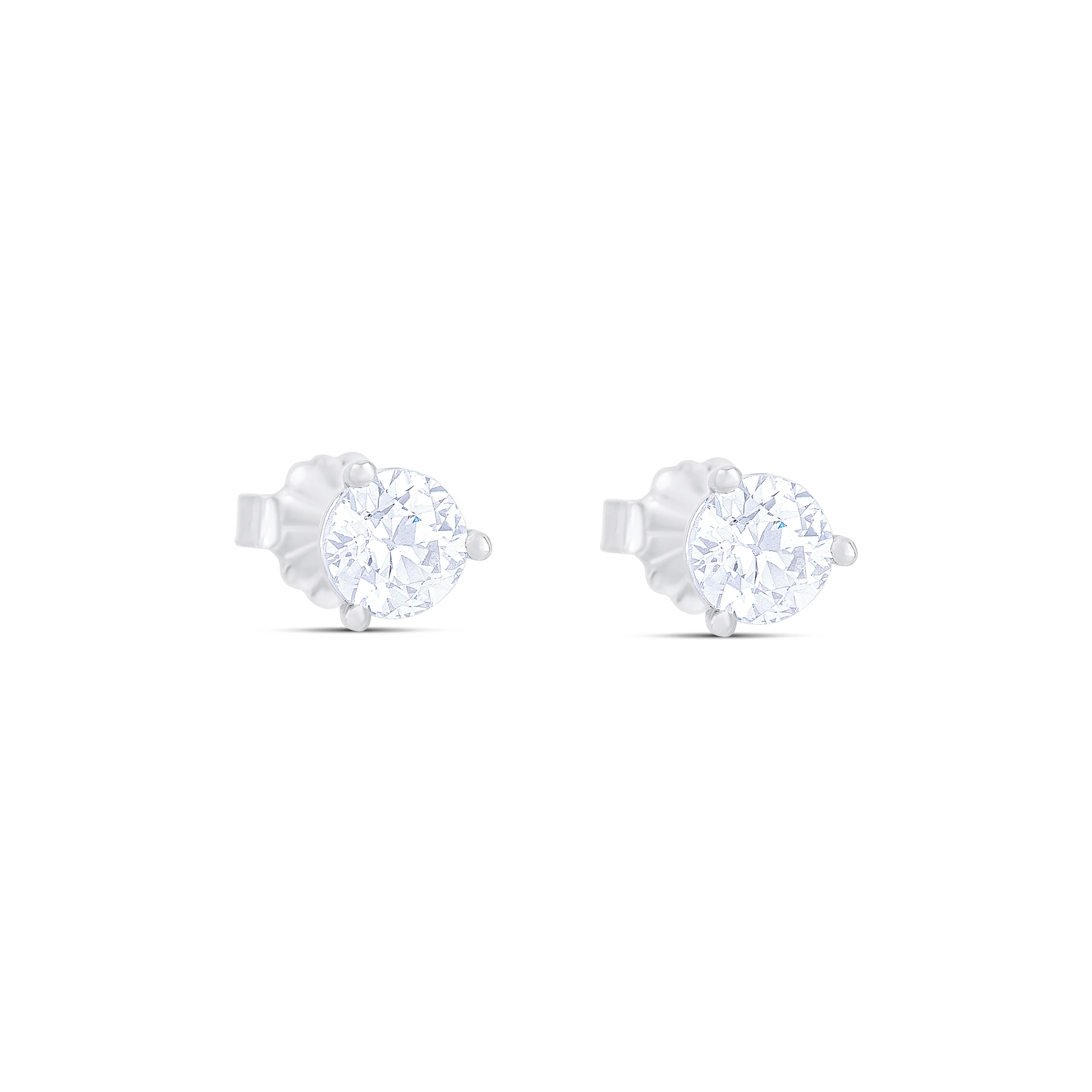 18K White Gold Round Cut Diamond Stud Earrings - Image 3