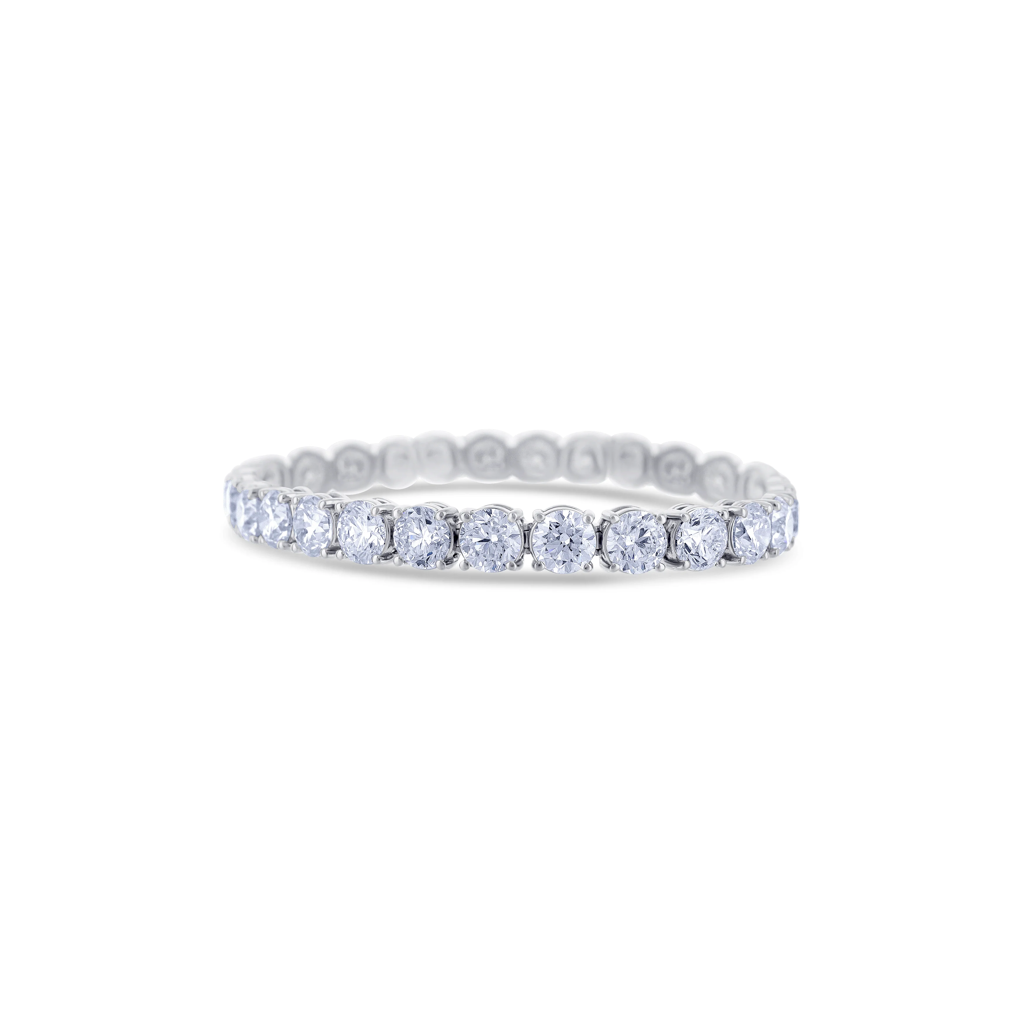 18K White Gold Round Cut Diamond Tennis Bracelet - Image 2