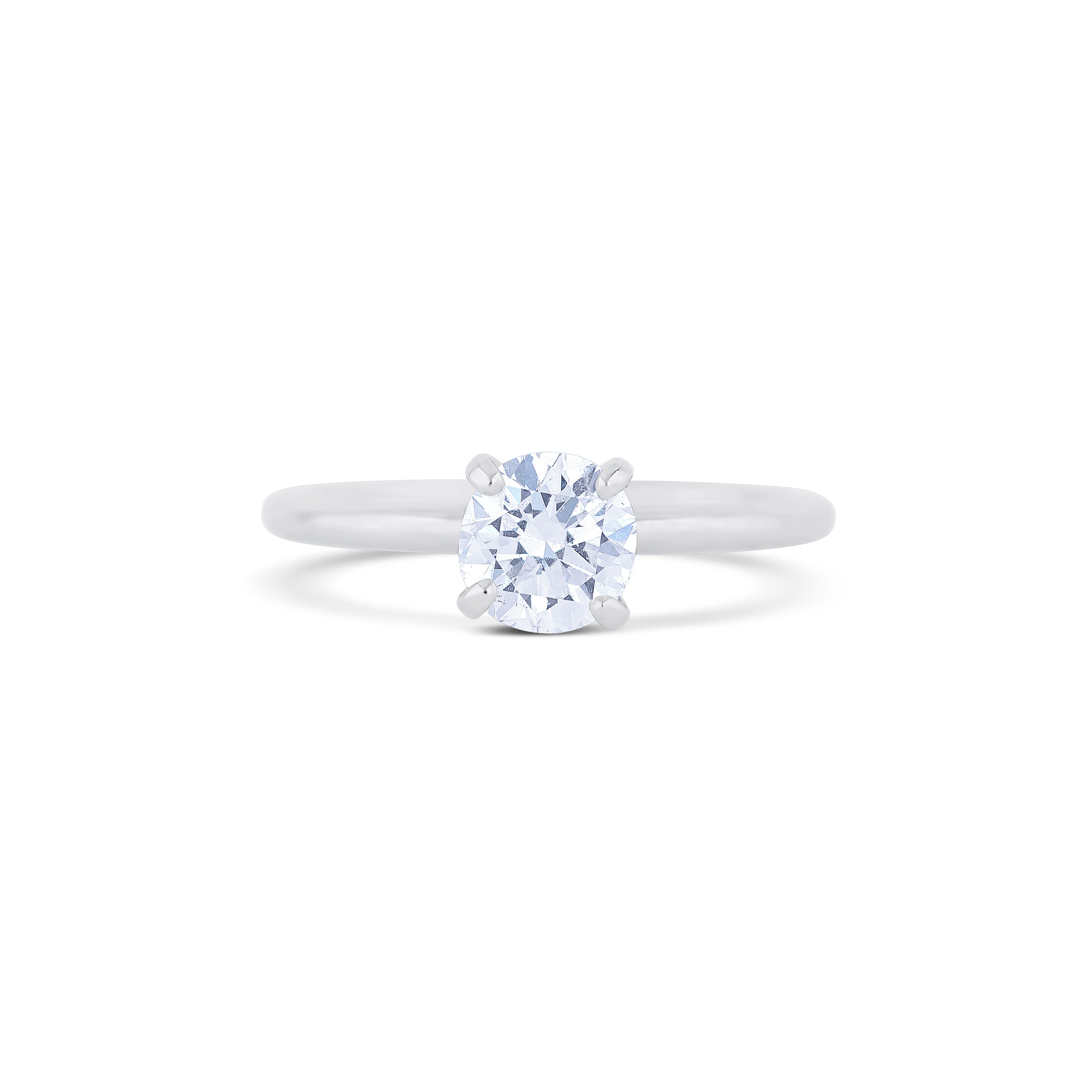 18K White Gold Round Cut Solitaire Diamond Engagement Ring