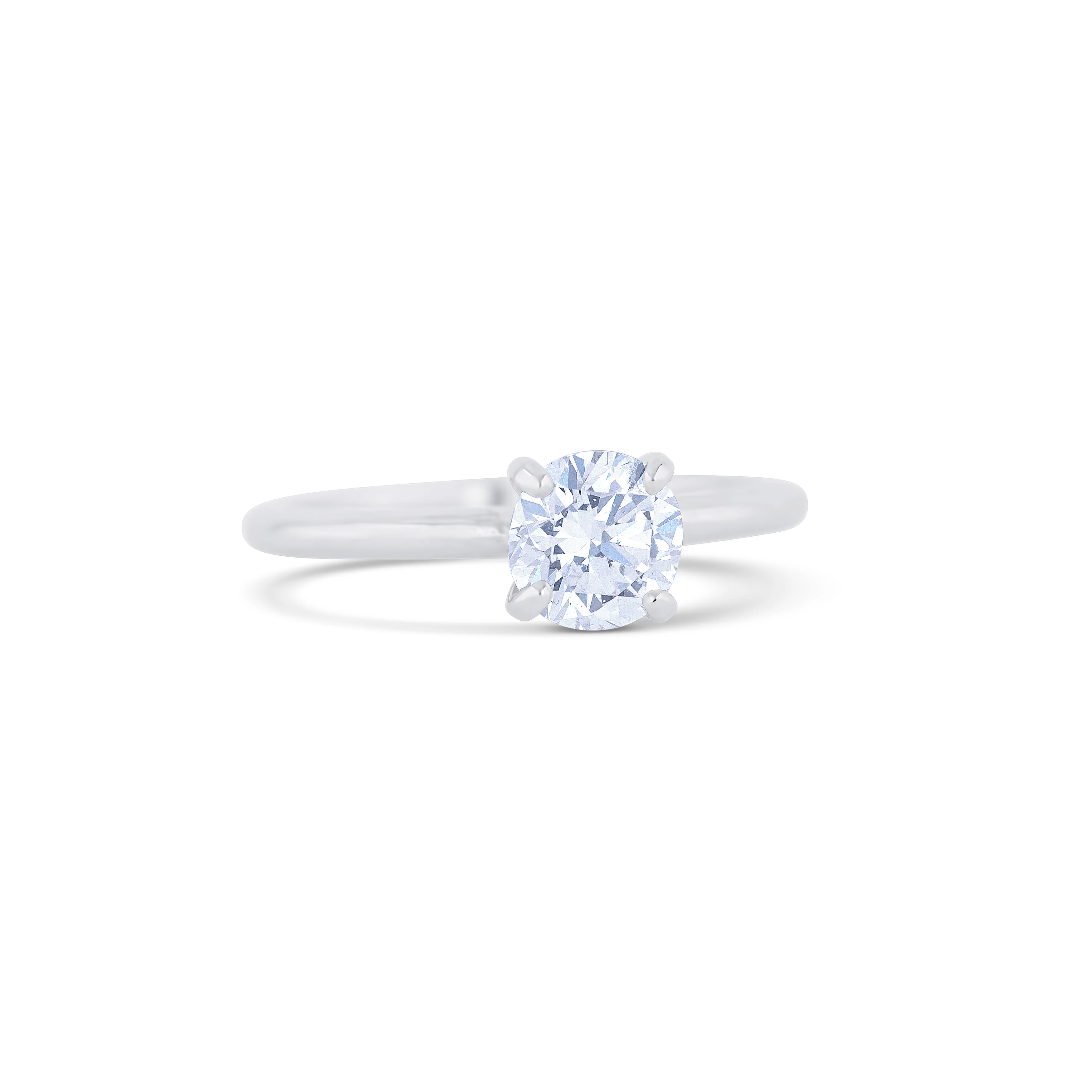 18K White Gold Round Cut Solitaire Diamond Engagement Ring - Image 3