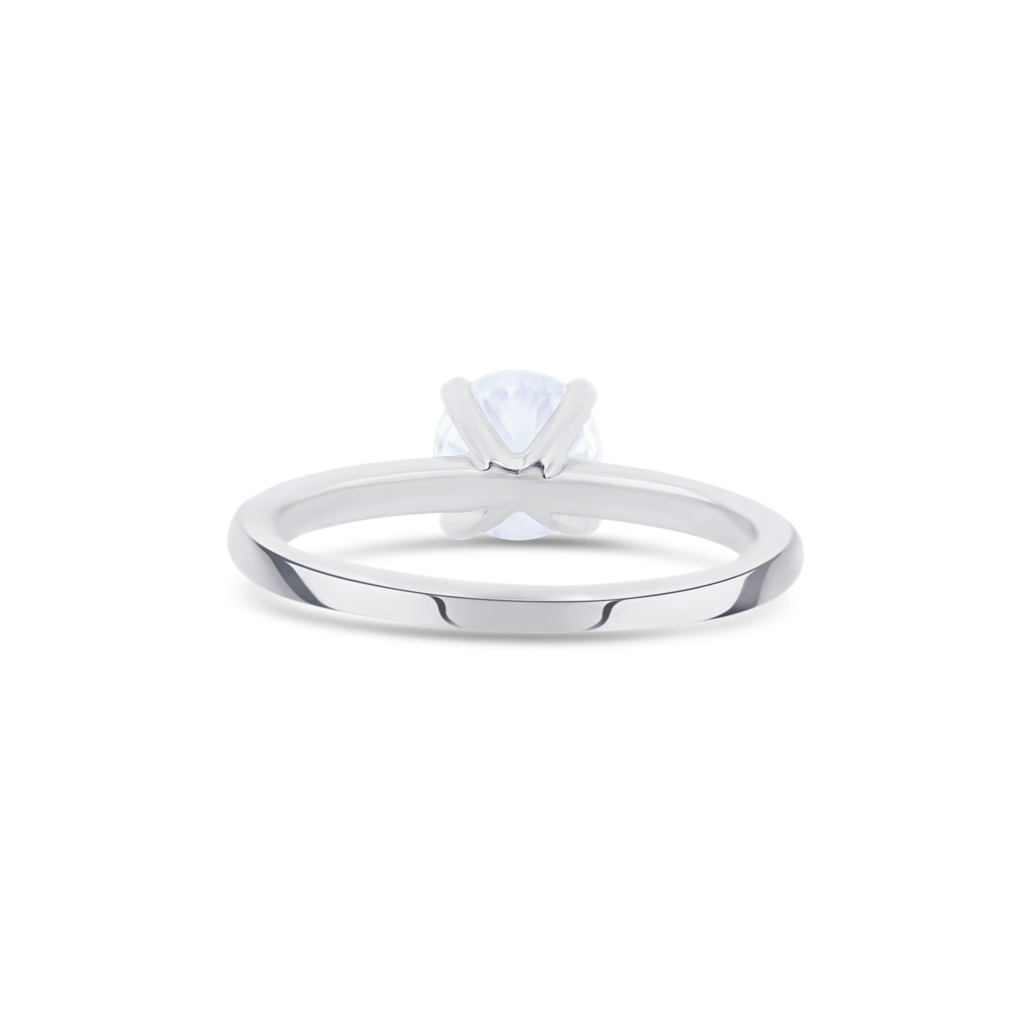18K White Gold Round Cut Solitaire Diamond Engagement Ring - Image 4