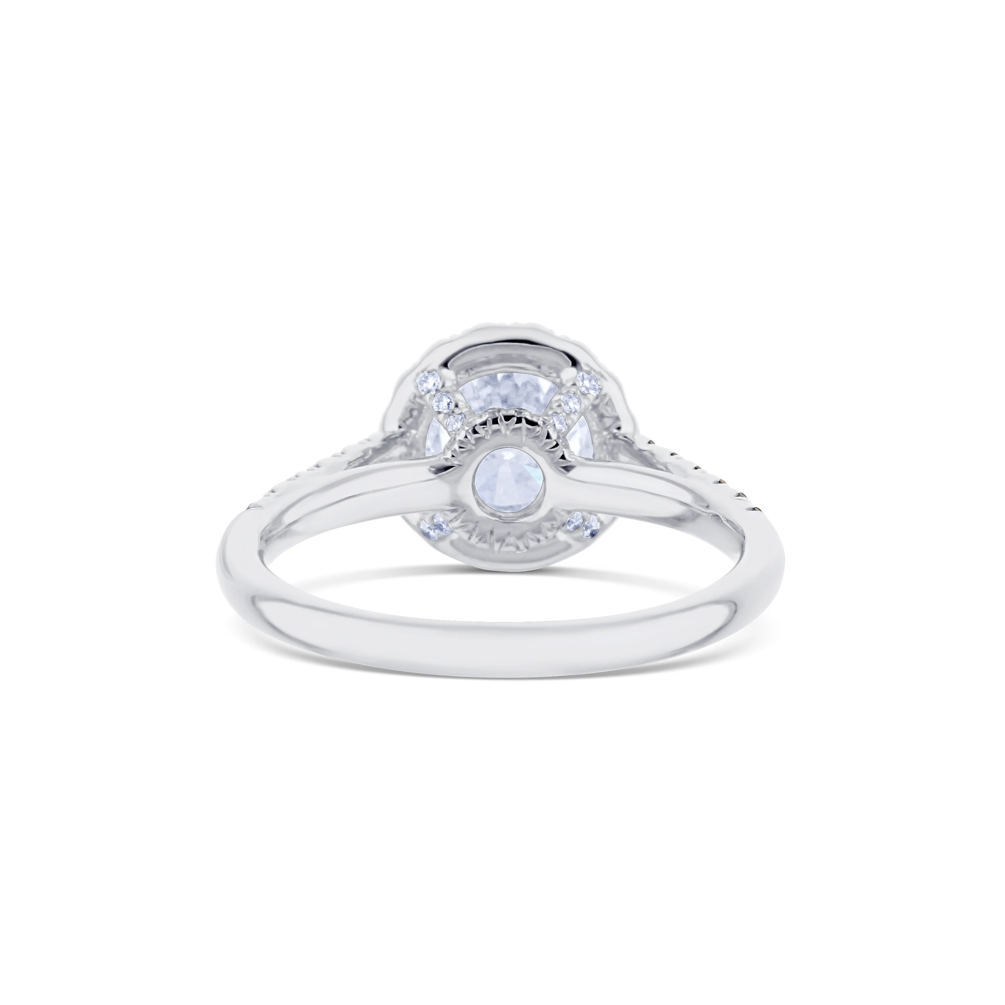 18K White Gold Round Diamond And Halo Engagement Ring - Image 4