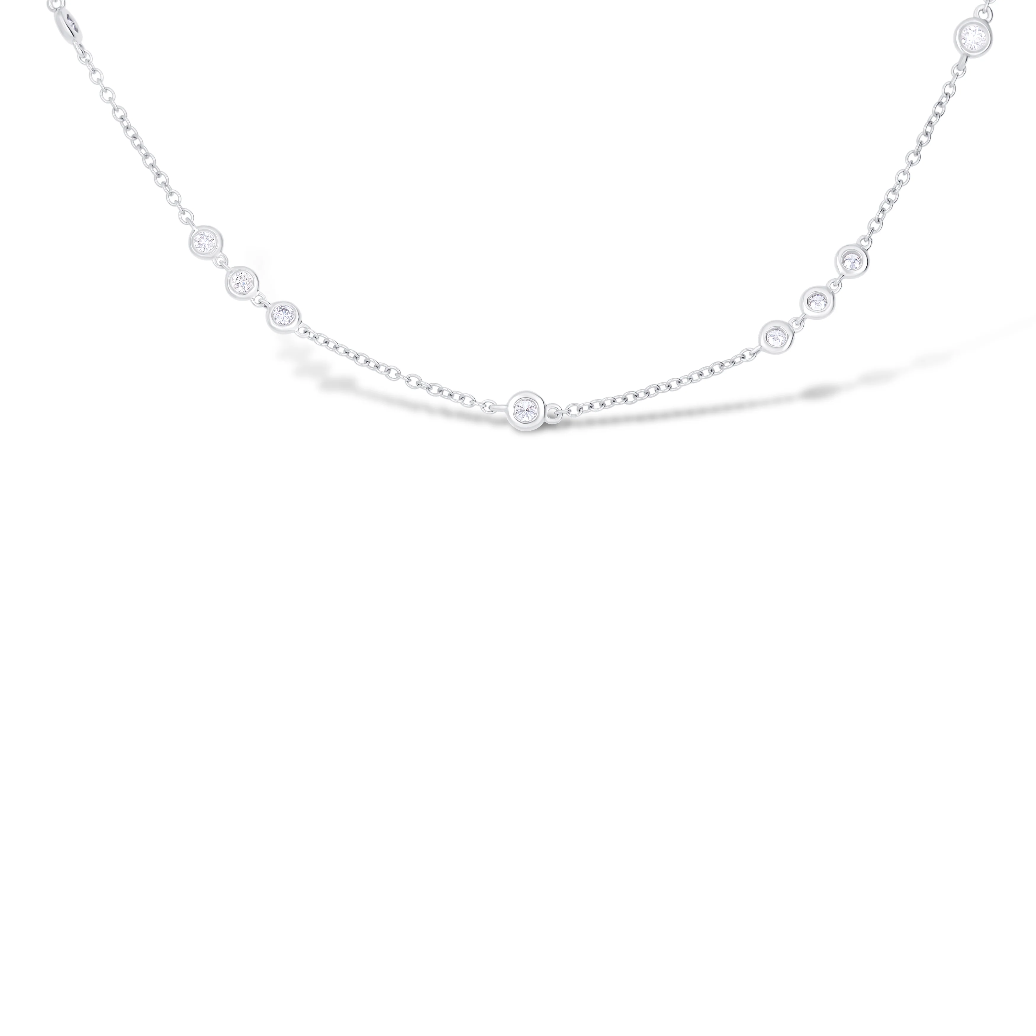 18K White Gold Round Diamond By the Yard Necklace - Image 2