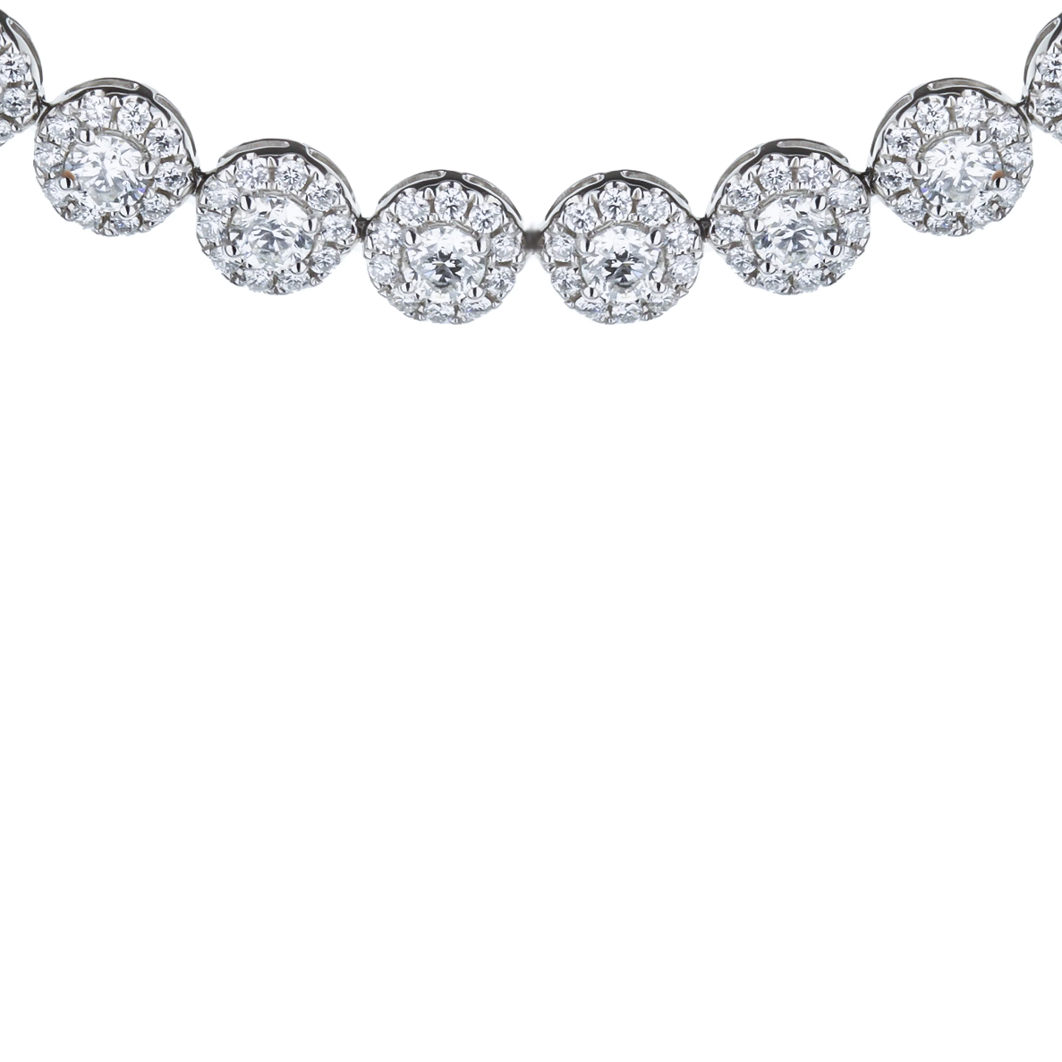 18K White Gold Round Diamond Halo Necklace 19.35Ctw - Image 2