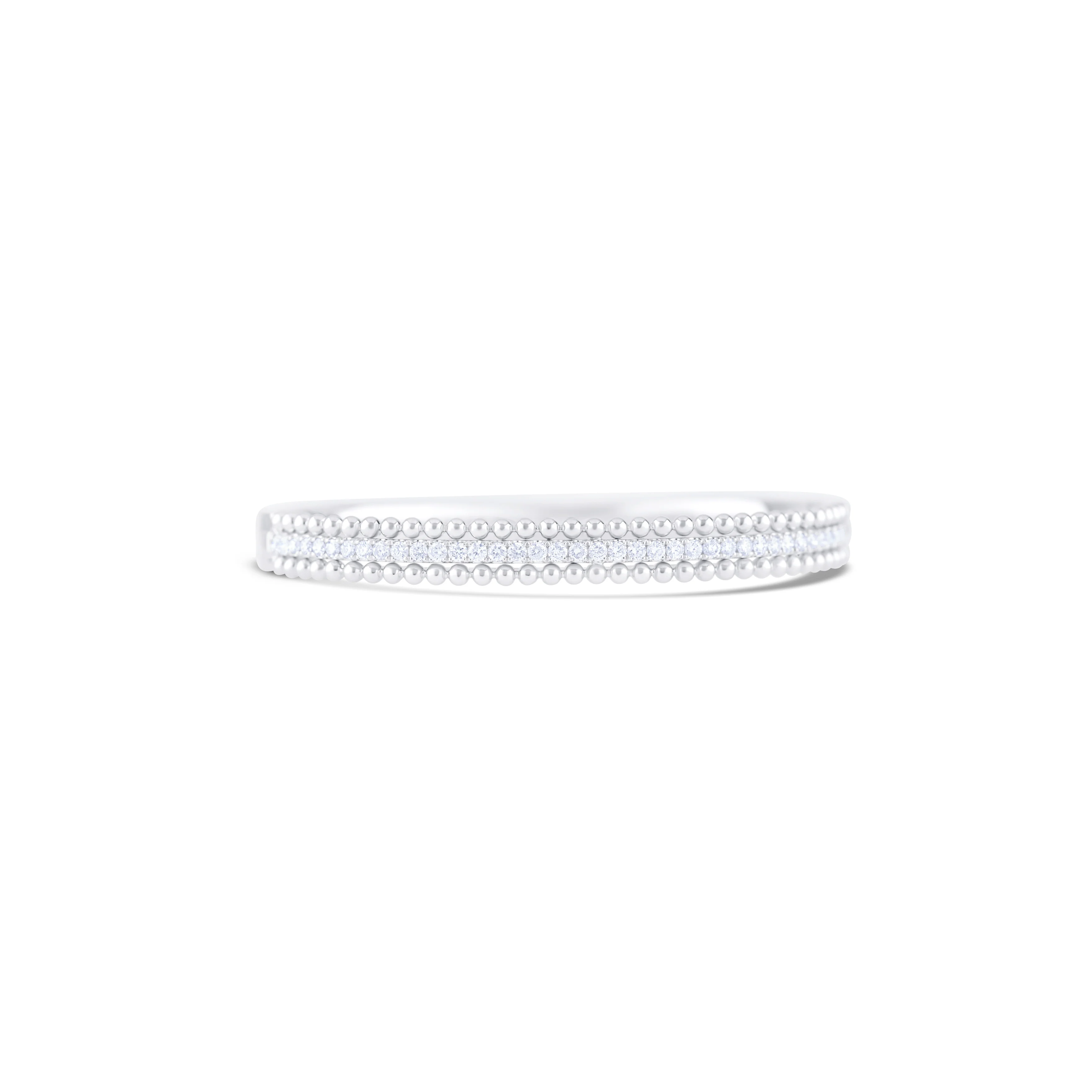 18K White Gold Round Diamond Hinged Bracelet