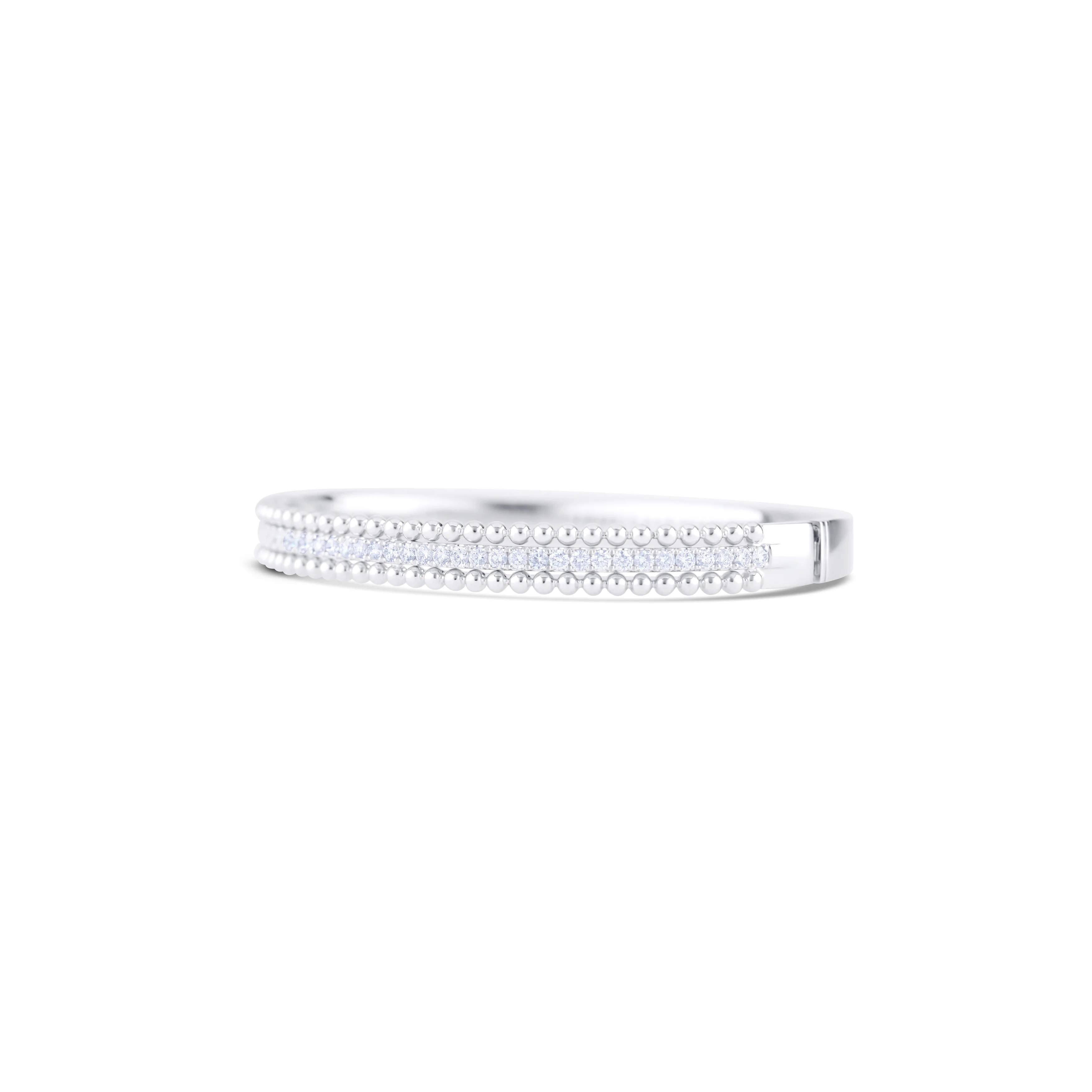 18K White Gold Round Diamond Hinged Bracelet - Image 2