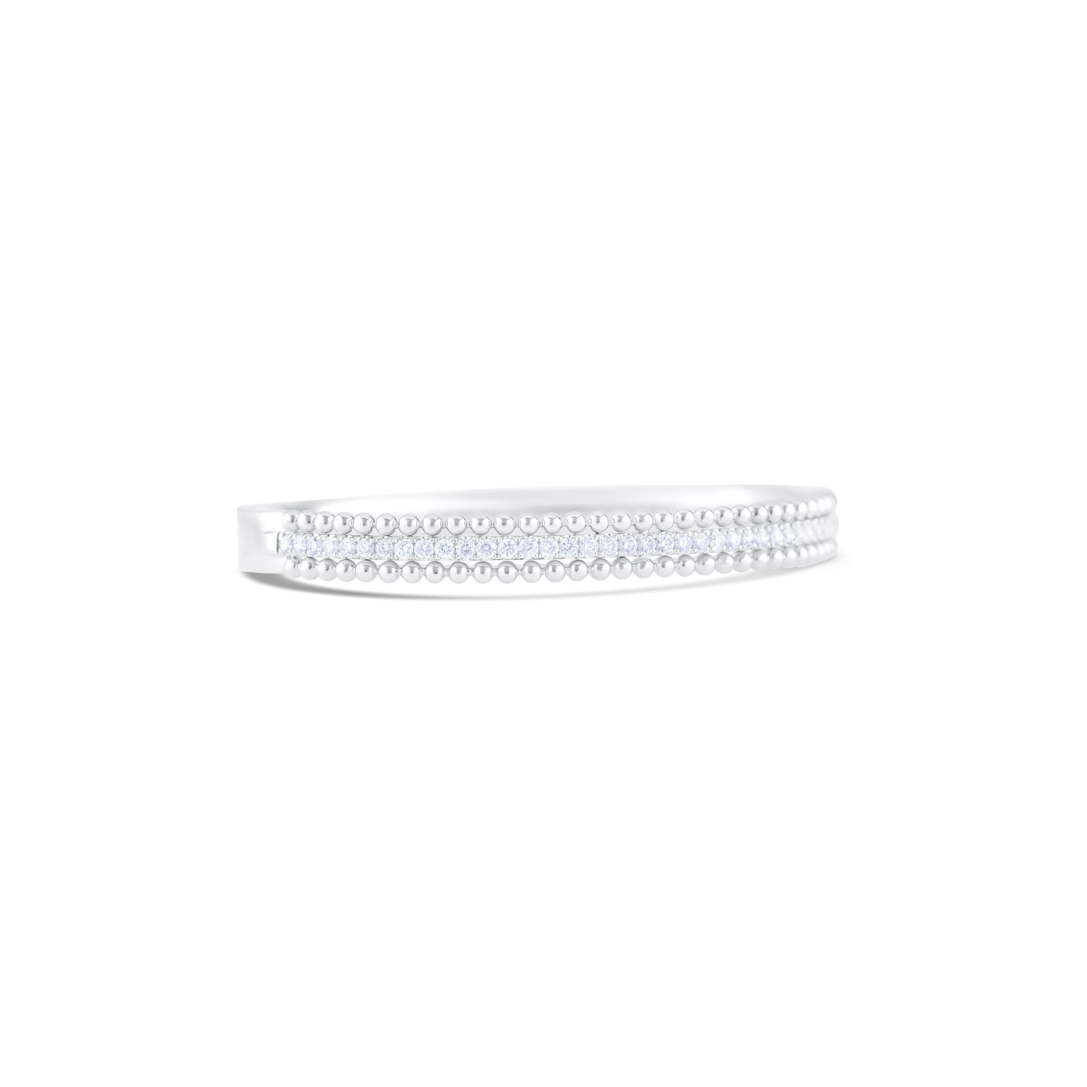 18K White Gold Round Diamond Hinged Bracelet - Image 3