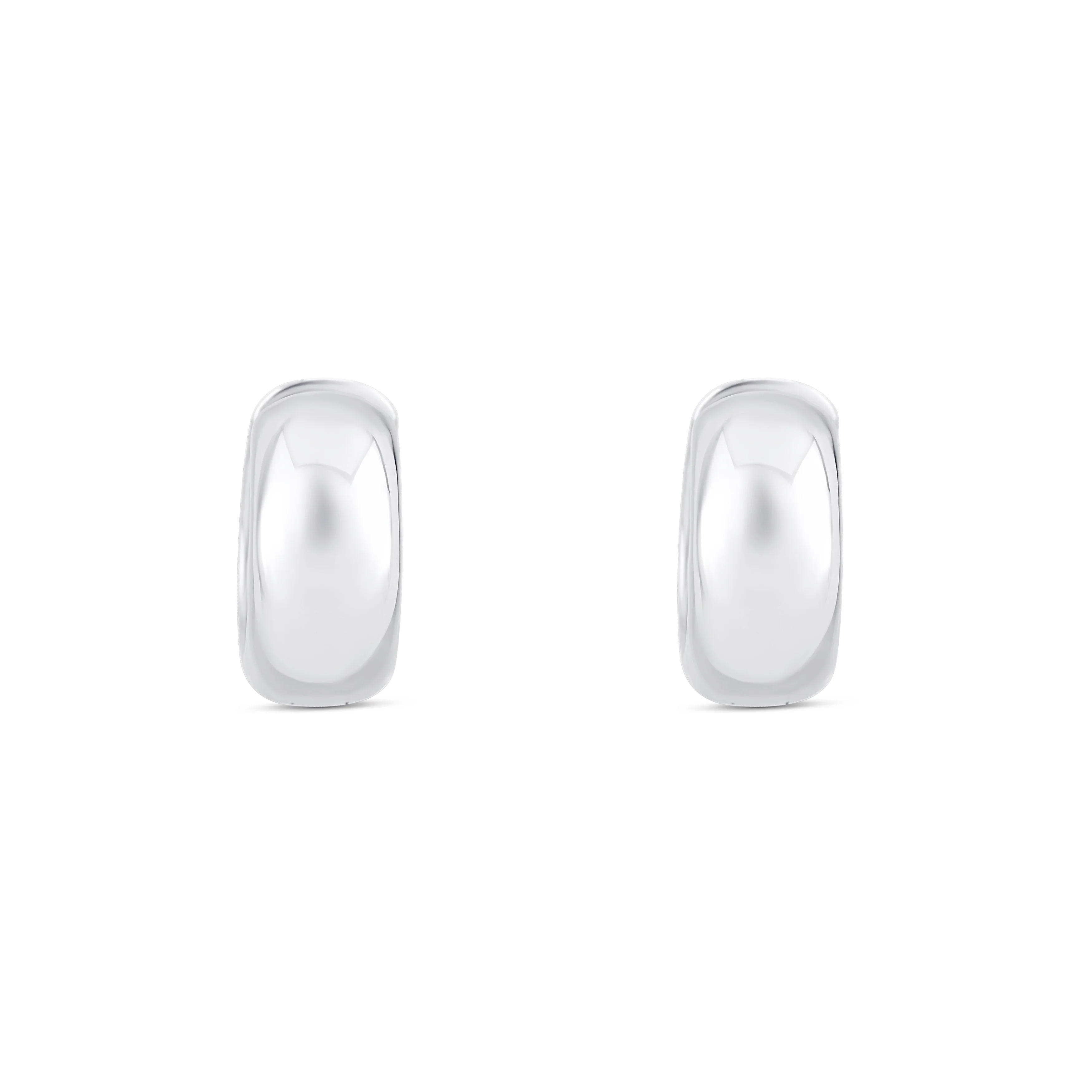 18K White Gold Round Diamond Huggie Earrings - Image 4