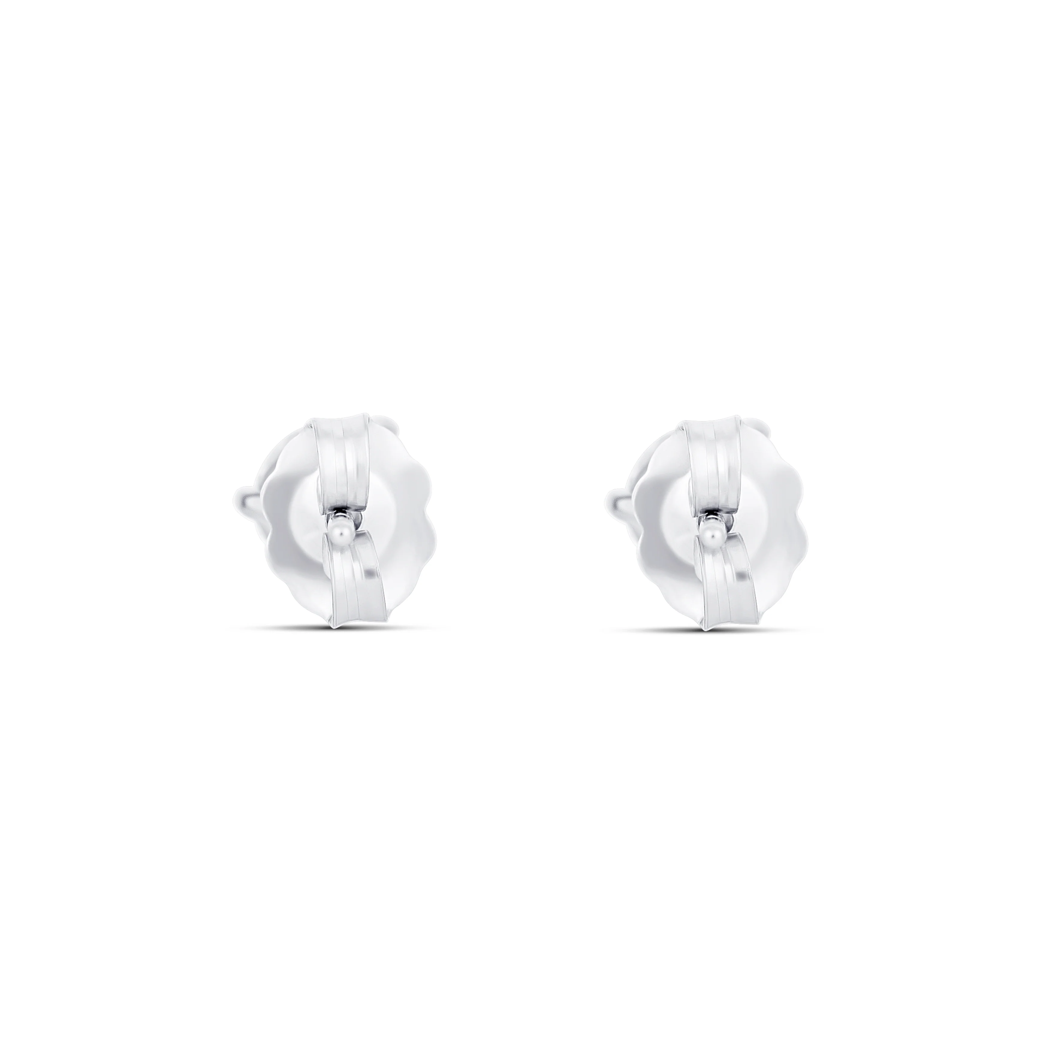 18K White Gold Round Diamond Stud Earrings - Image 4