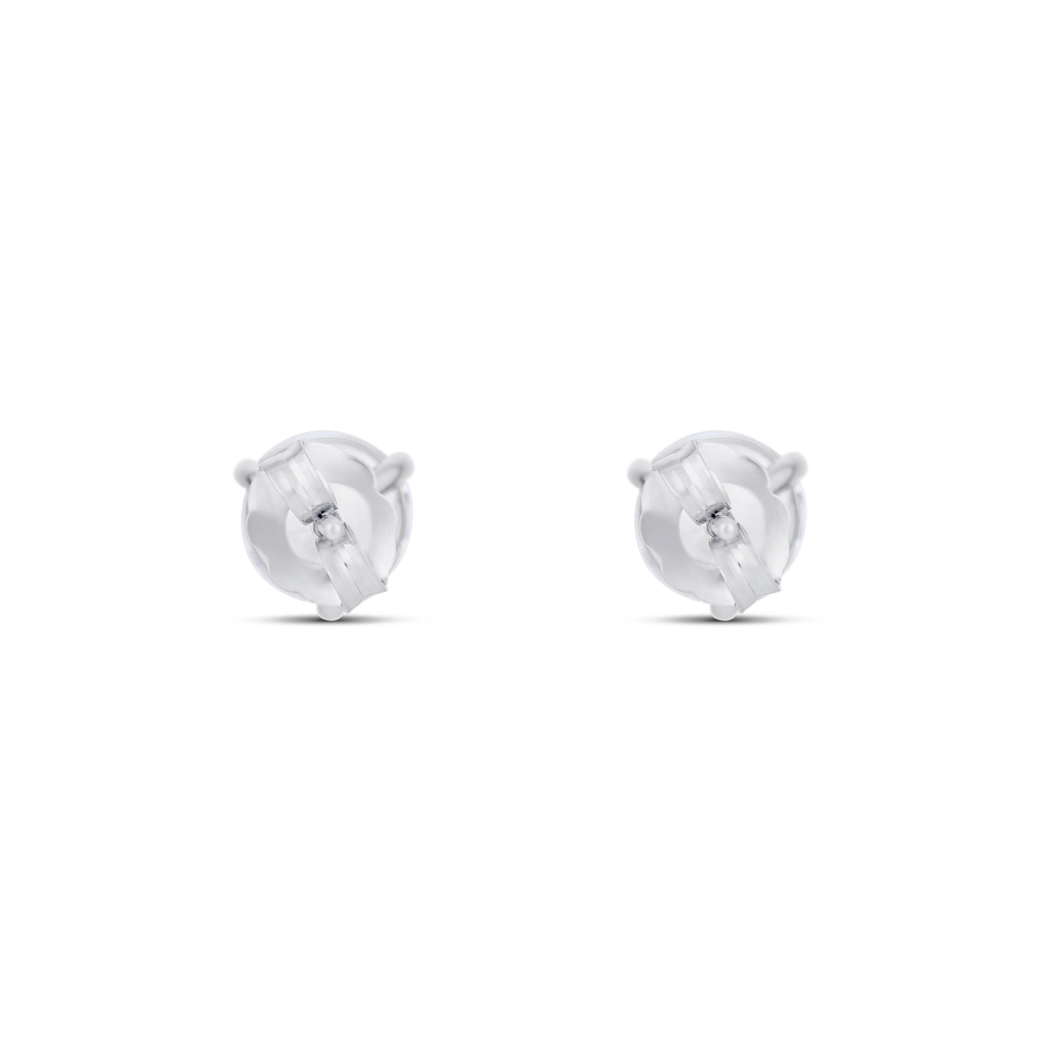 18K White Gold Round Diamond Stud Earrings - Image 4