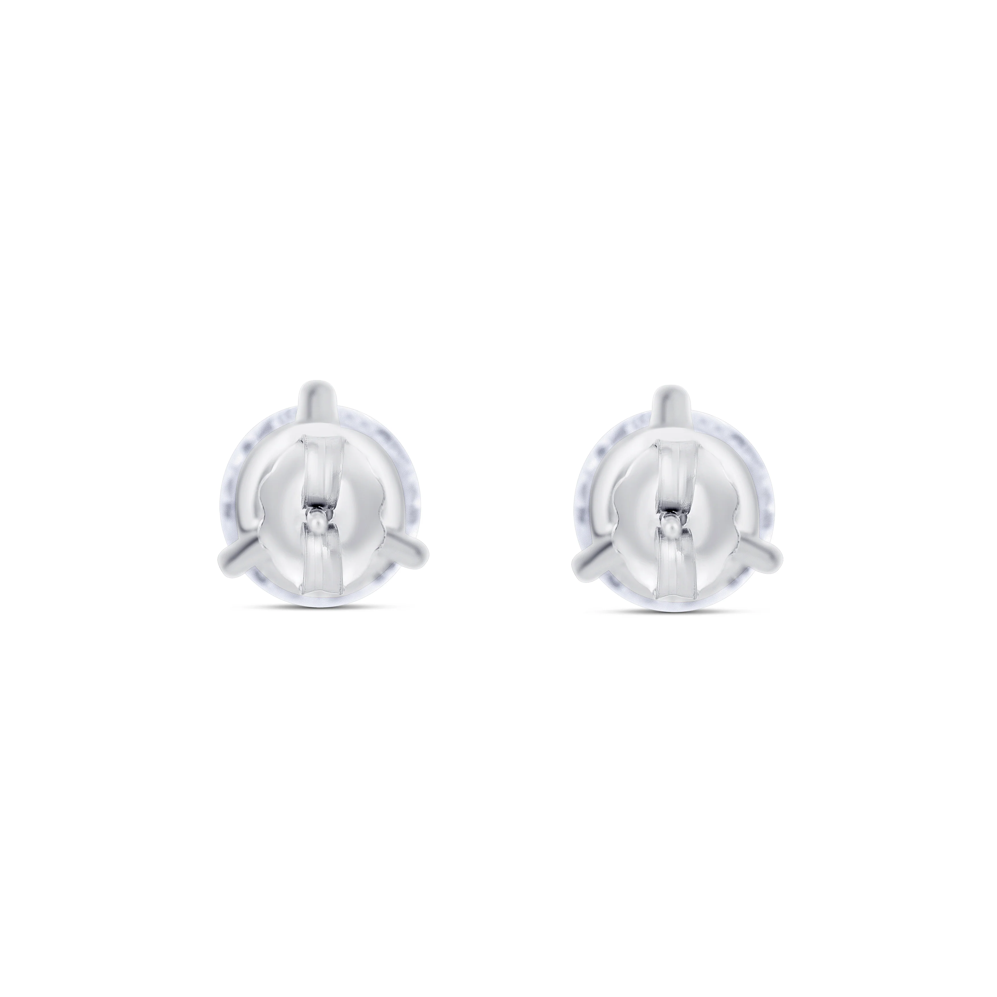 18K White Gold Round Diamond Stud Earrings - Image 4