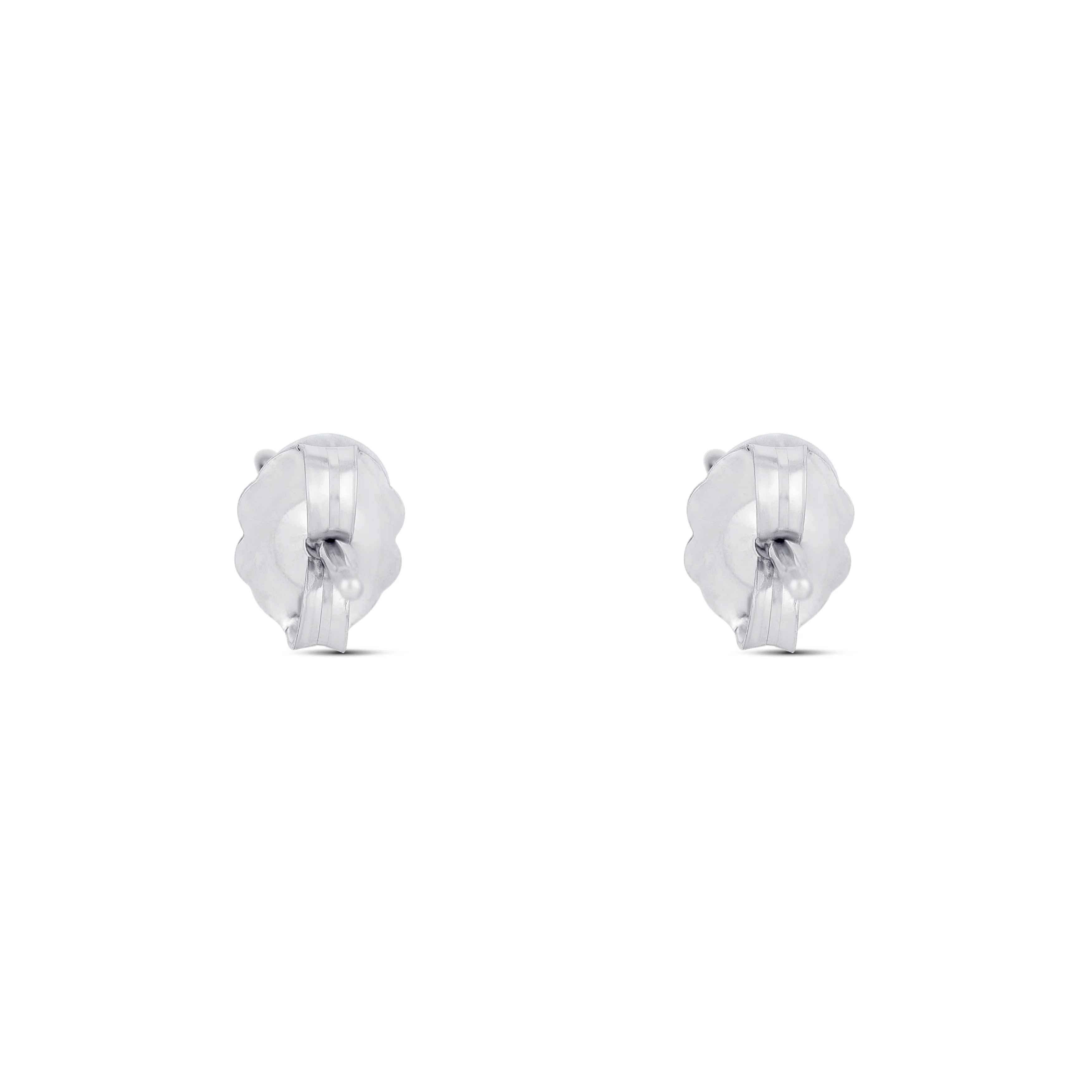 18K White Gold Round Diamond Stud Earrings - Image 4