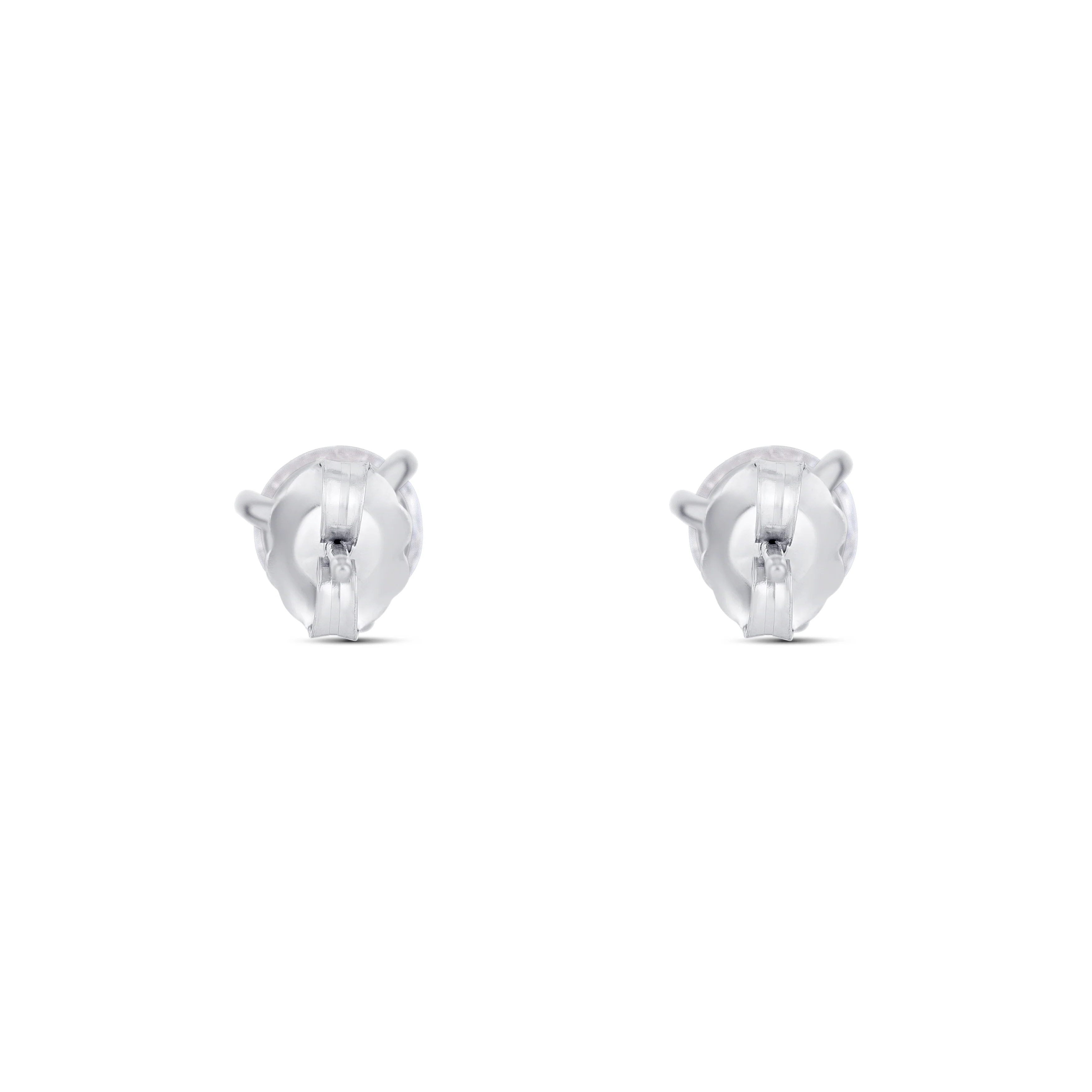 18K White Gold Round Diamond Stud Earrings - Image 4