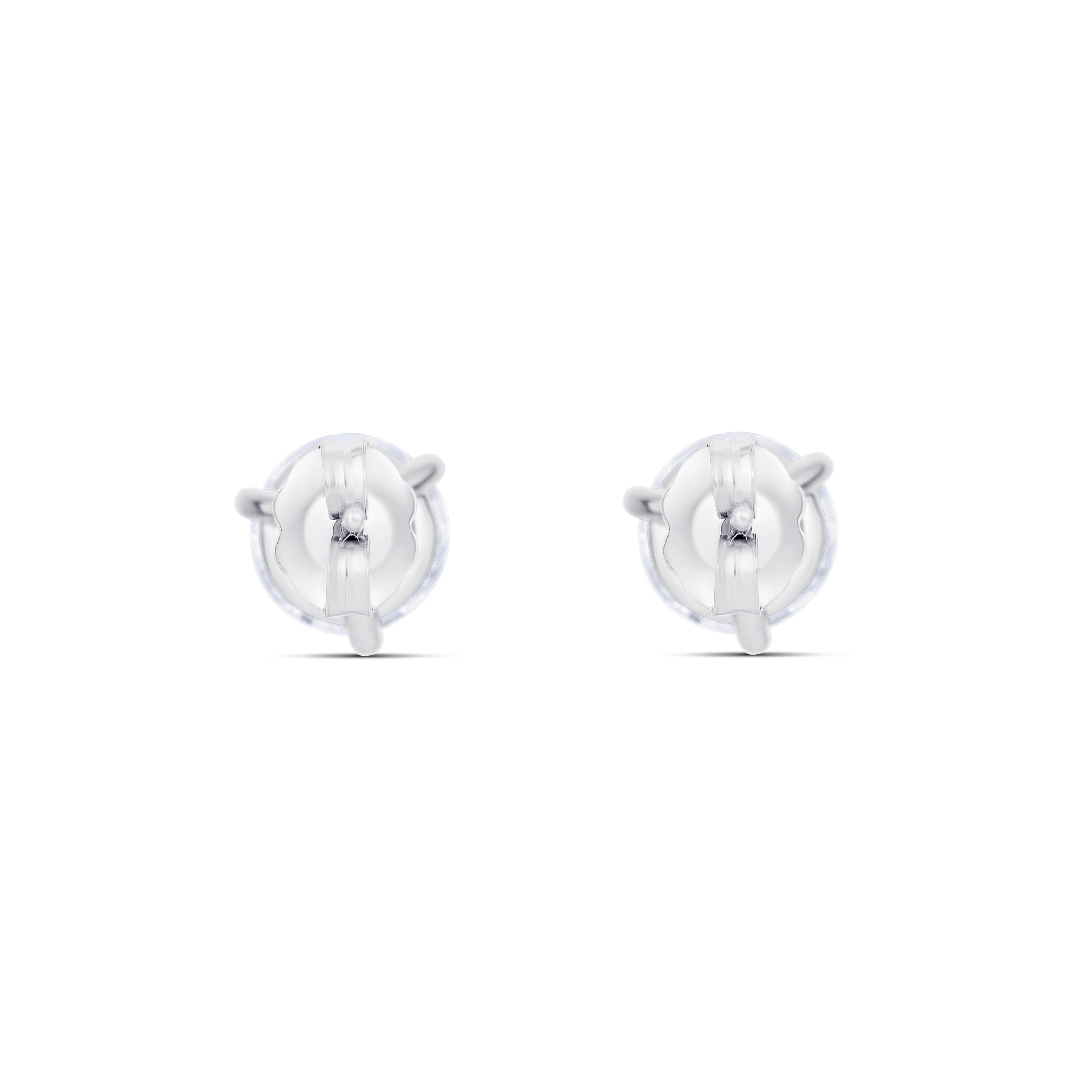18K White Gold Round Diamond Stud Earrings - Image 4
