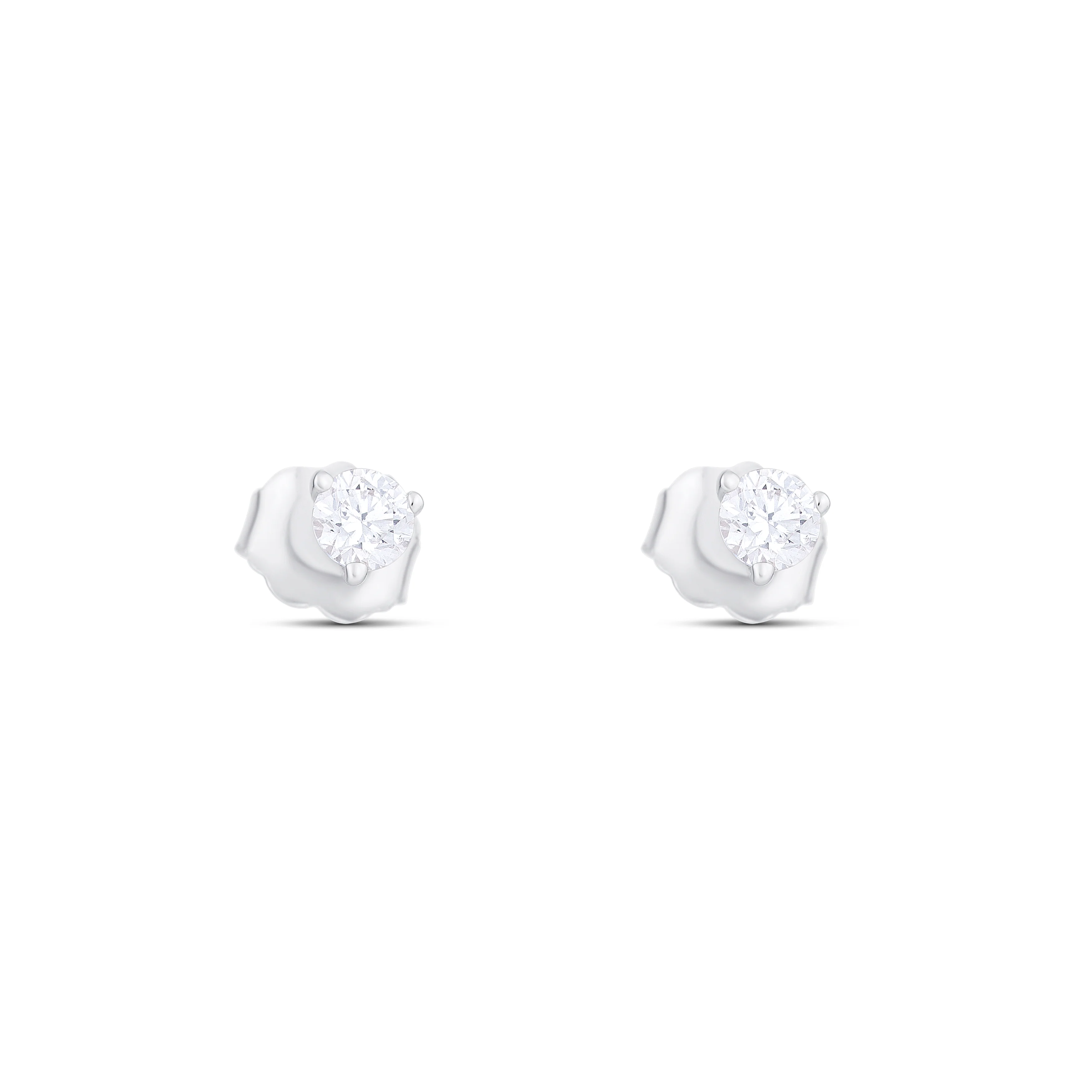 18K White Gold Round Diamond Stud Earrings - Image 3