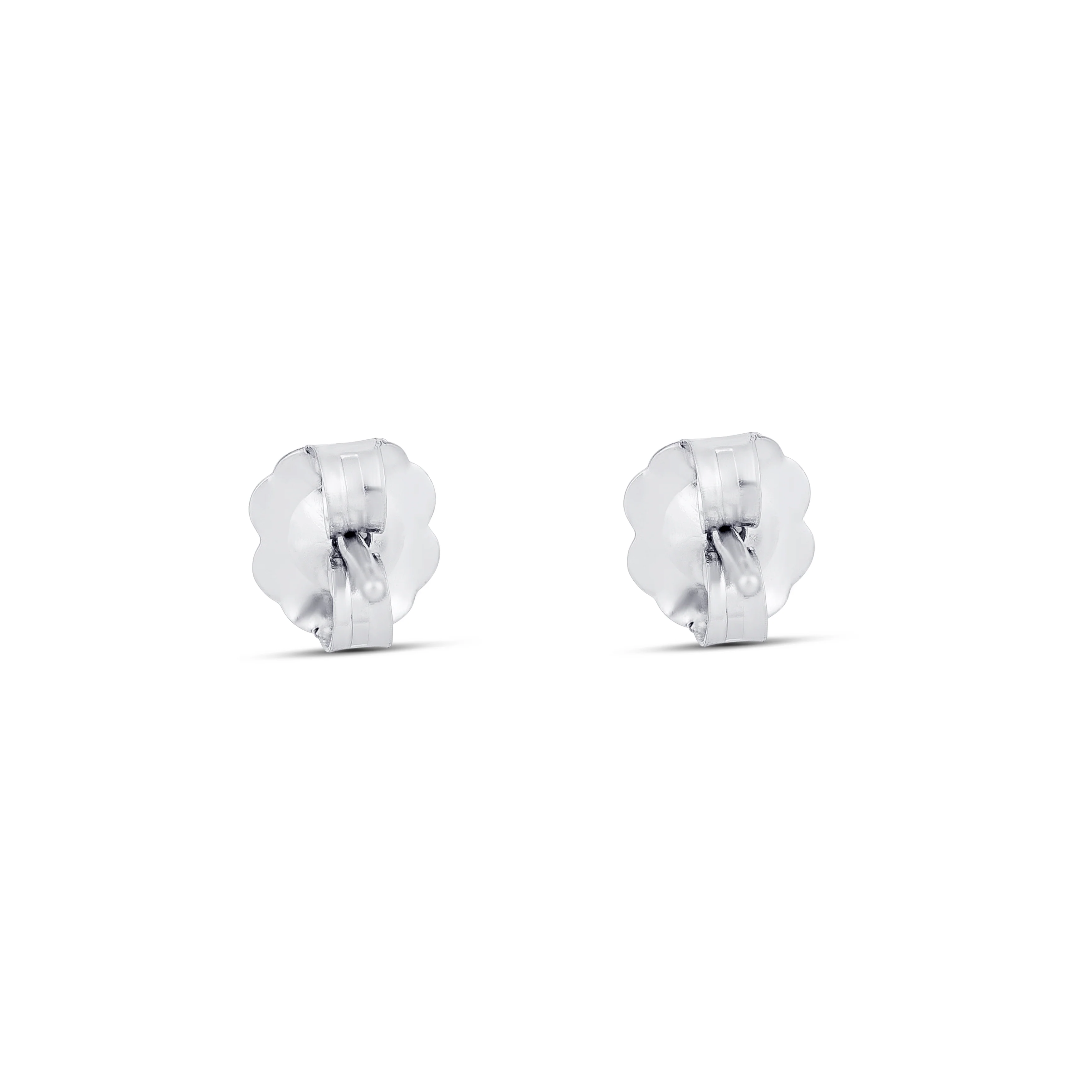 18K White Gold Round Diamond Stud Earrings - Image 4