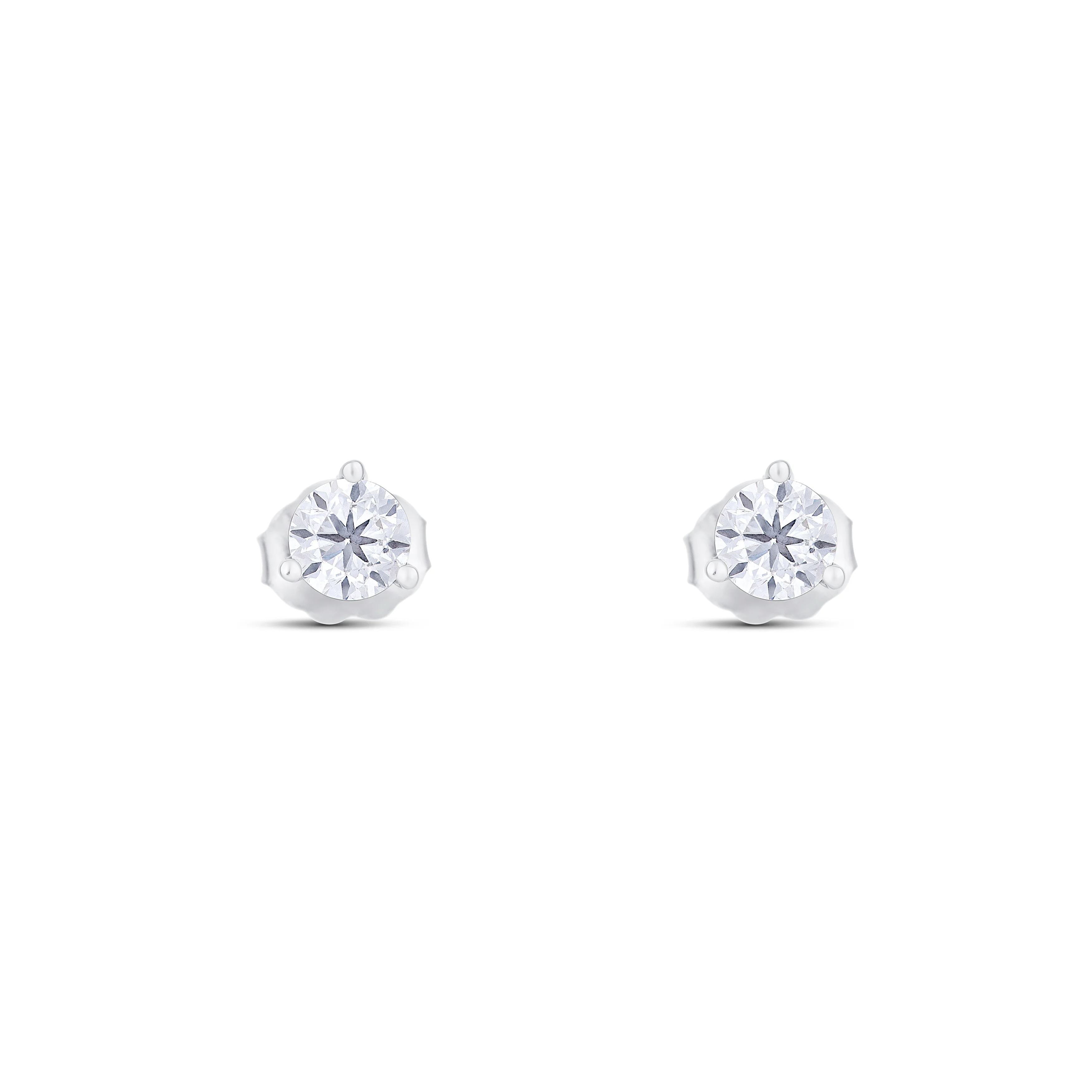 18K White Gold Round Diamond Stud Earrings