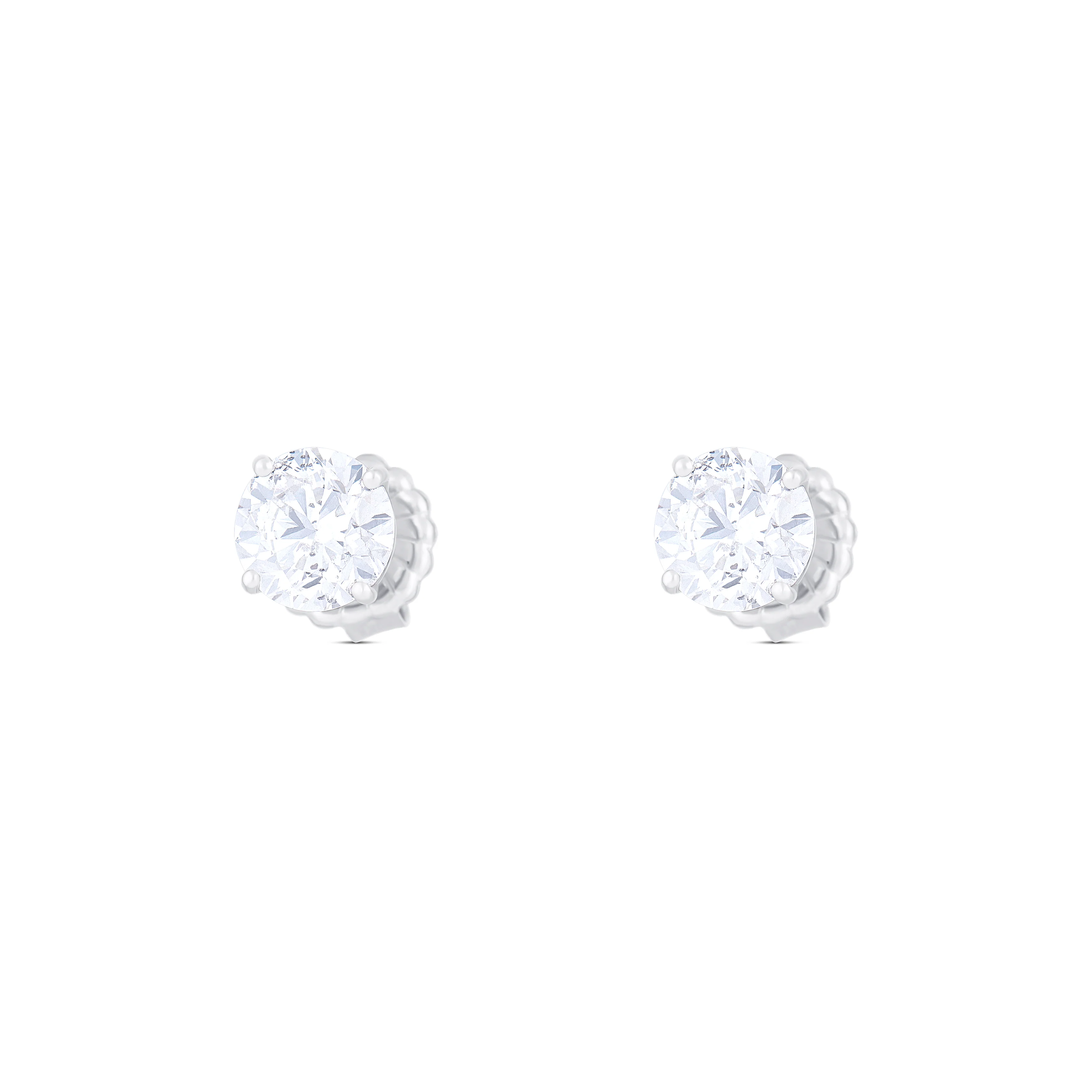 18K White Gold Round Diamond Studs GIA Certified - Image 2