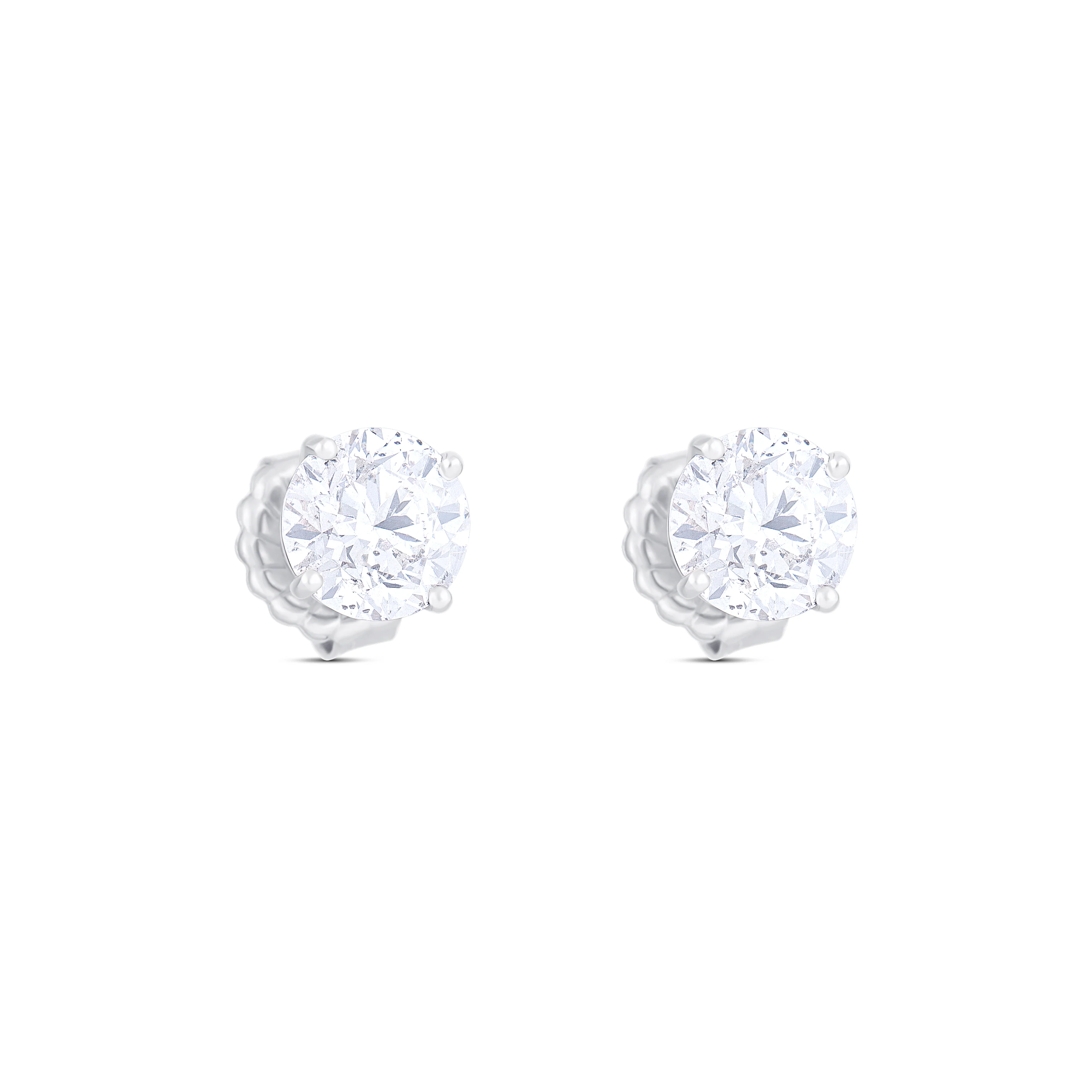 18K White Gold Round Diamond Studs GIA Certified - Image 3