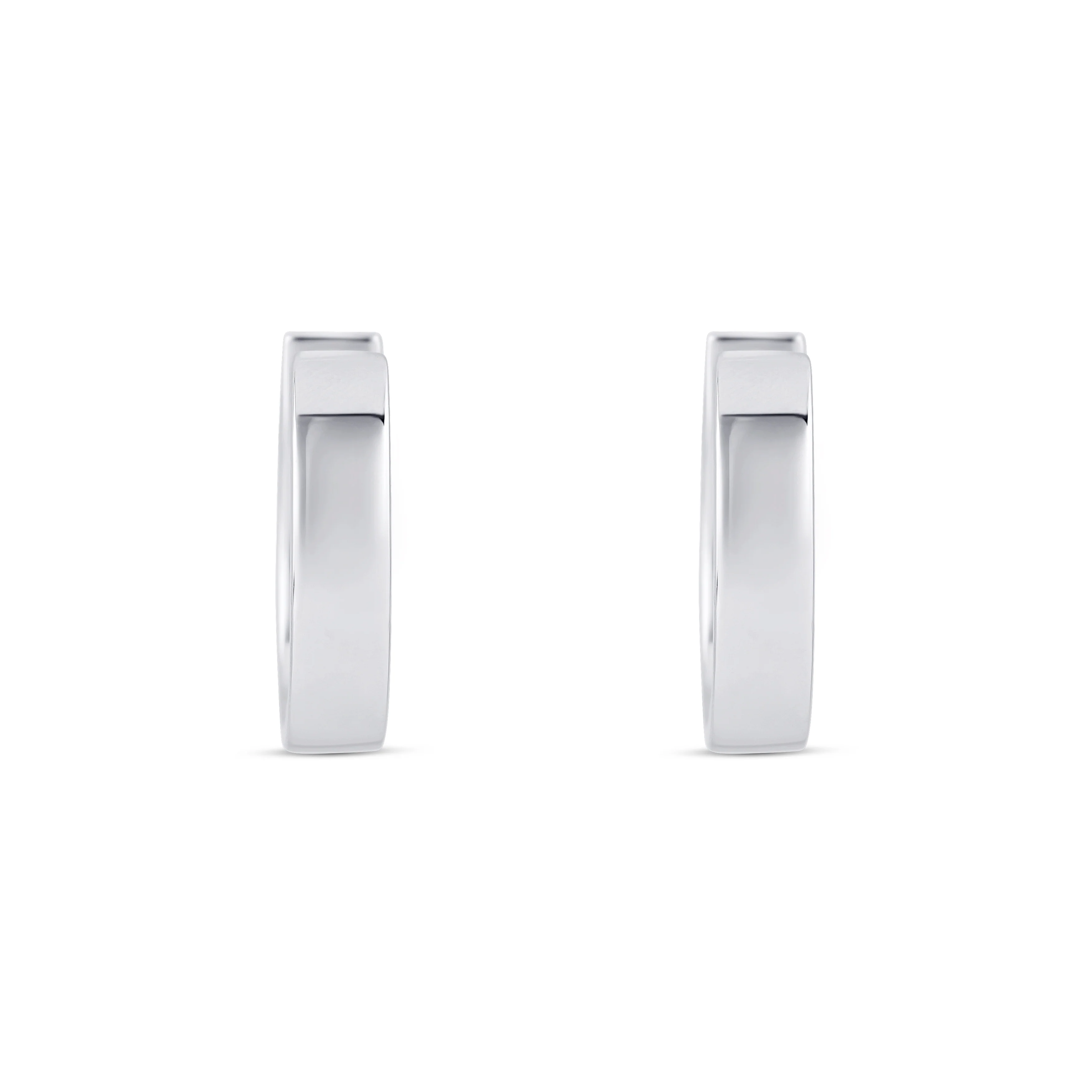 18K White Gold Round Emerald and Multi Shape Diamond Huggie Earrings - Image 4