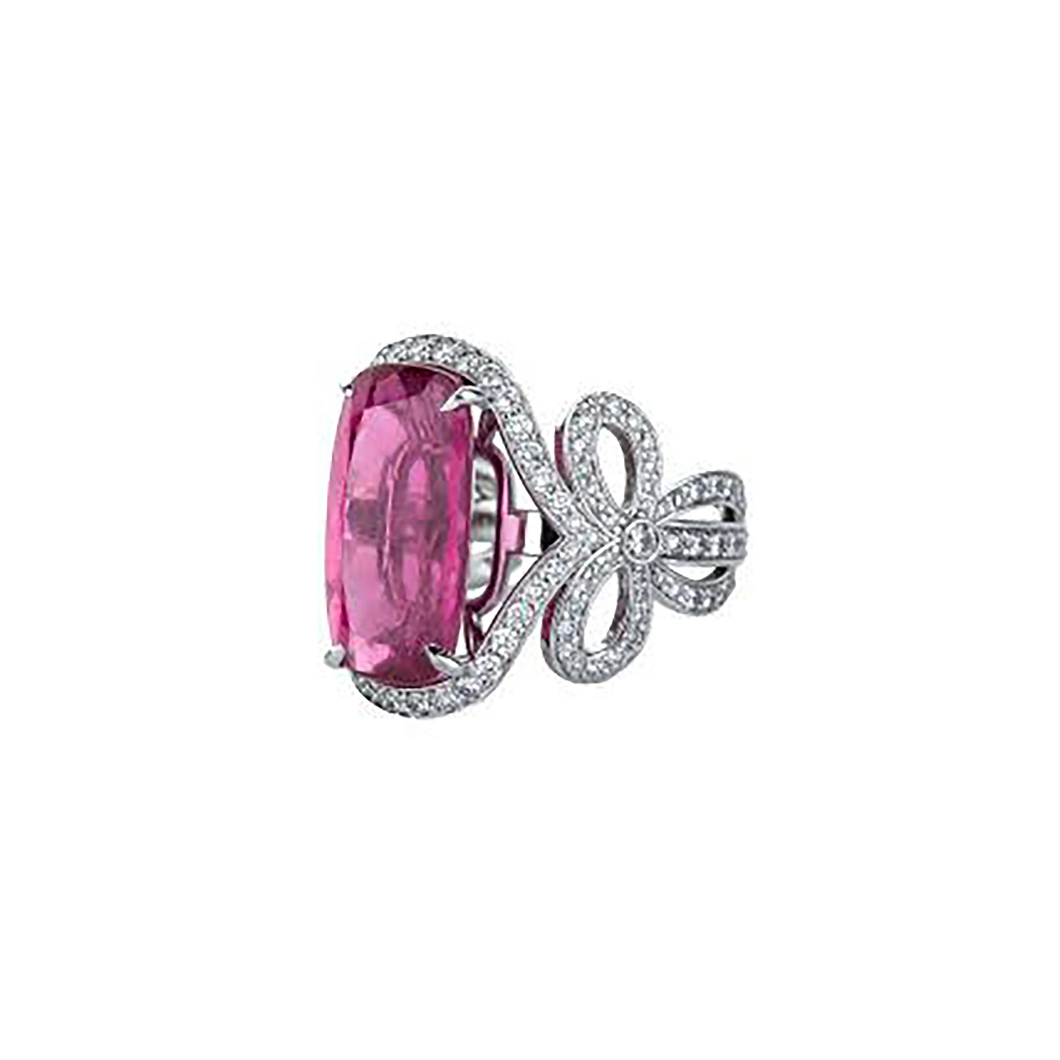 18K White Gold Rubellite In Bow Mounting - Image 2