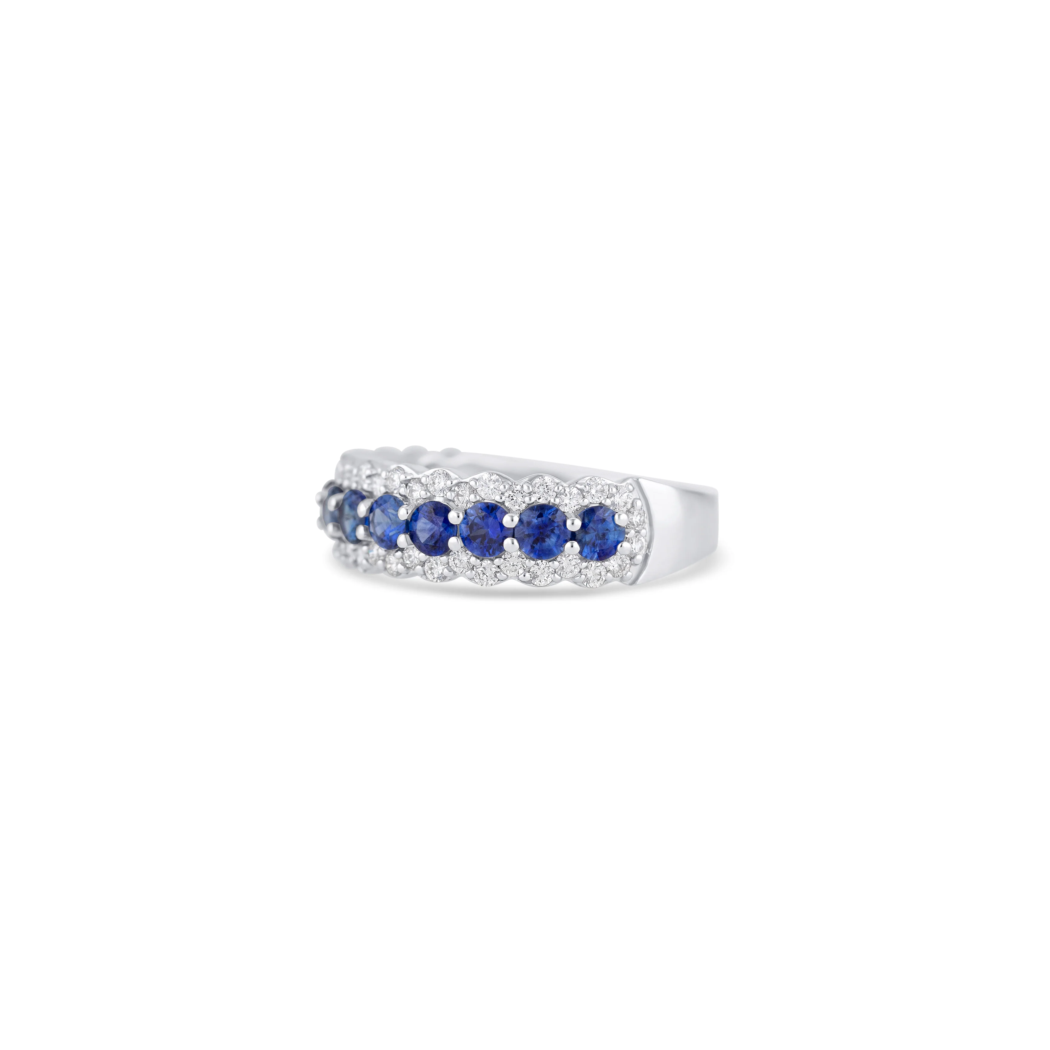 18K White Gold Sapphire And Diamond Band - Image 2