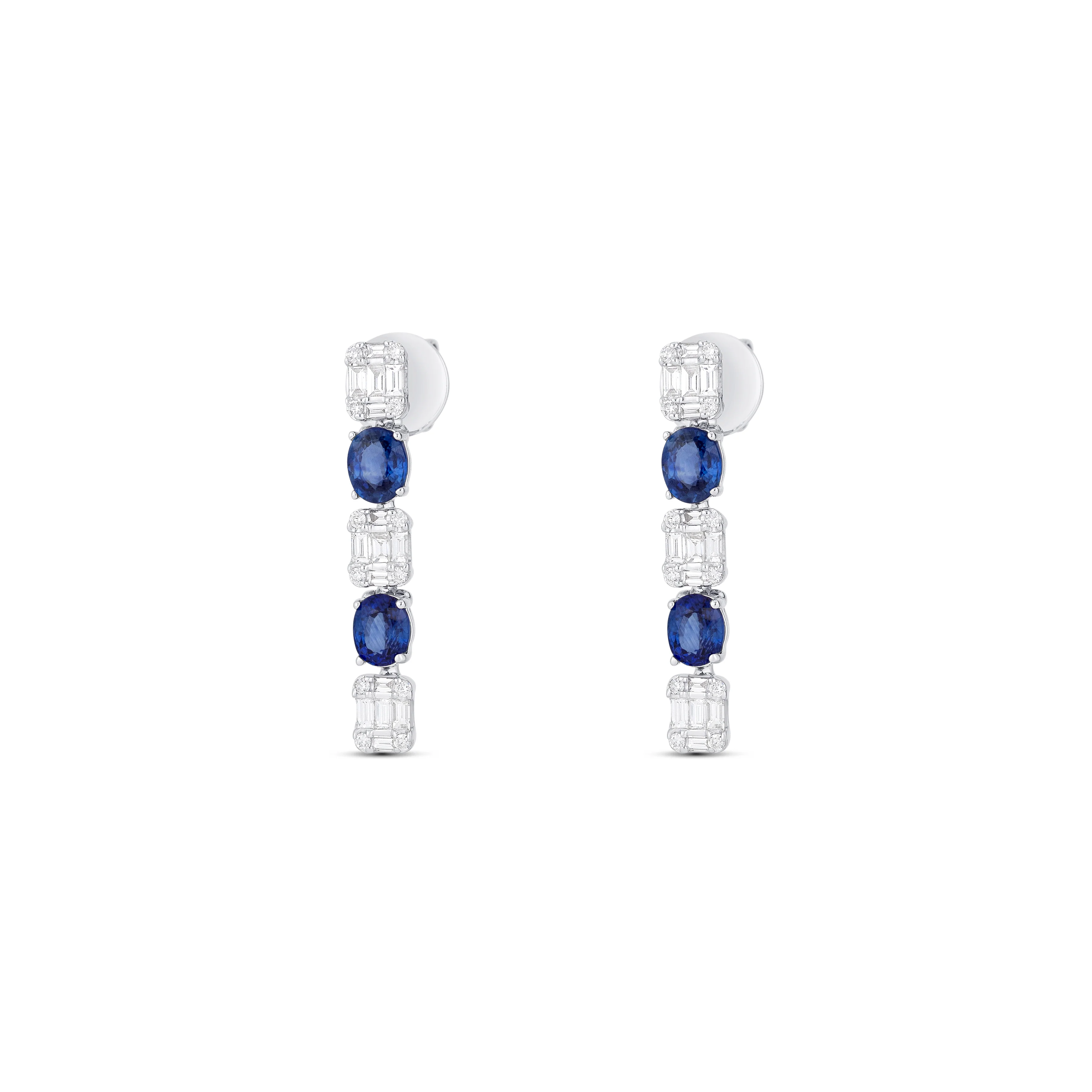 18K White Gold Sapphire And Diamond Dangle Earrings - Image 2
