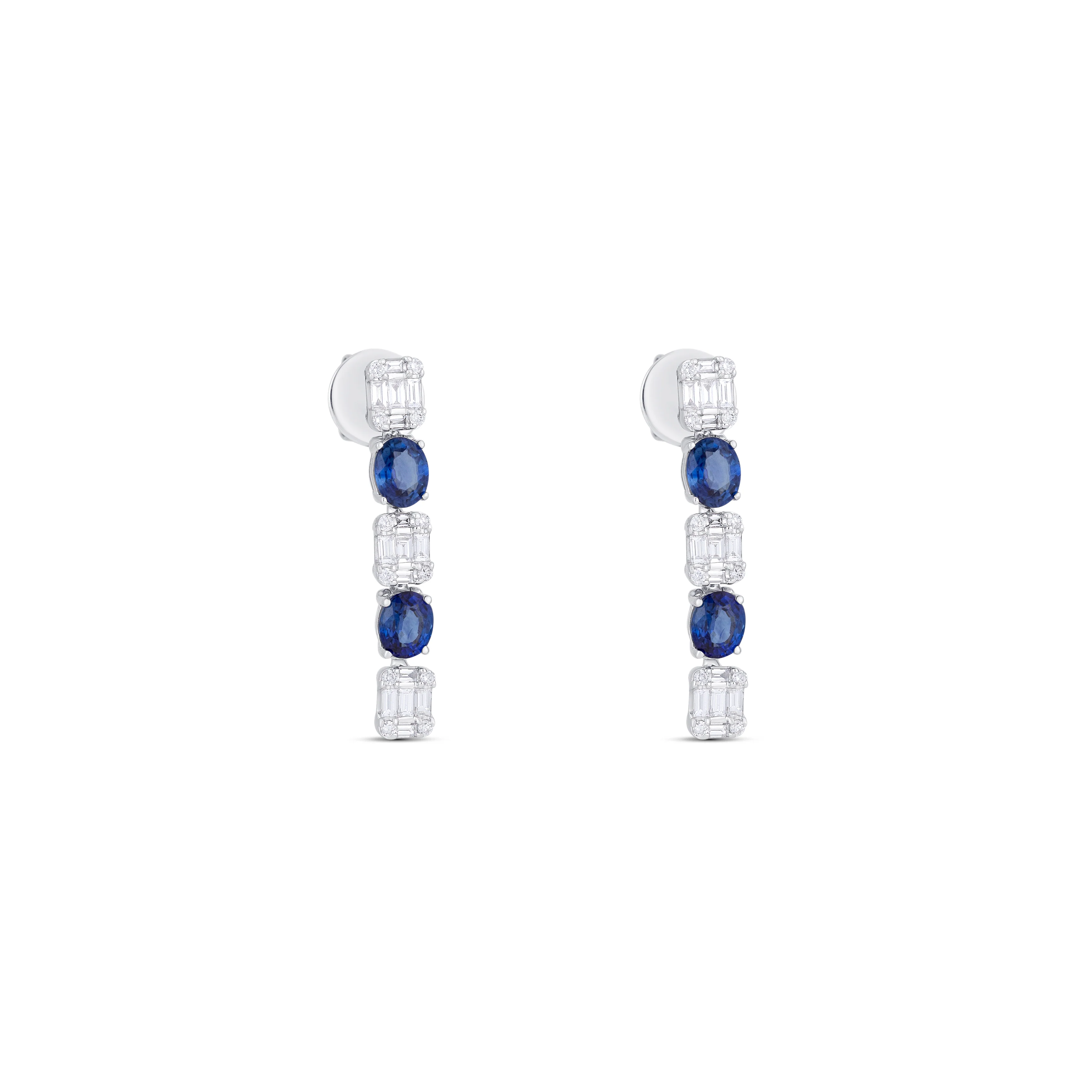 18K White Gold Sapphire And Diamond Dangle Earrings - Image 3