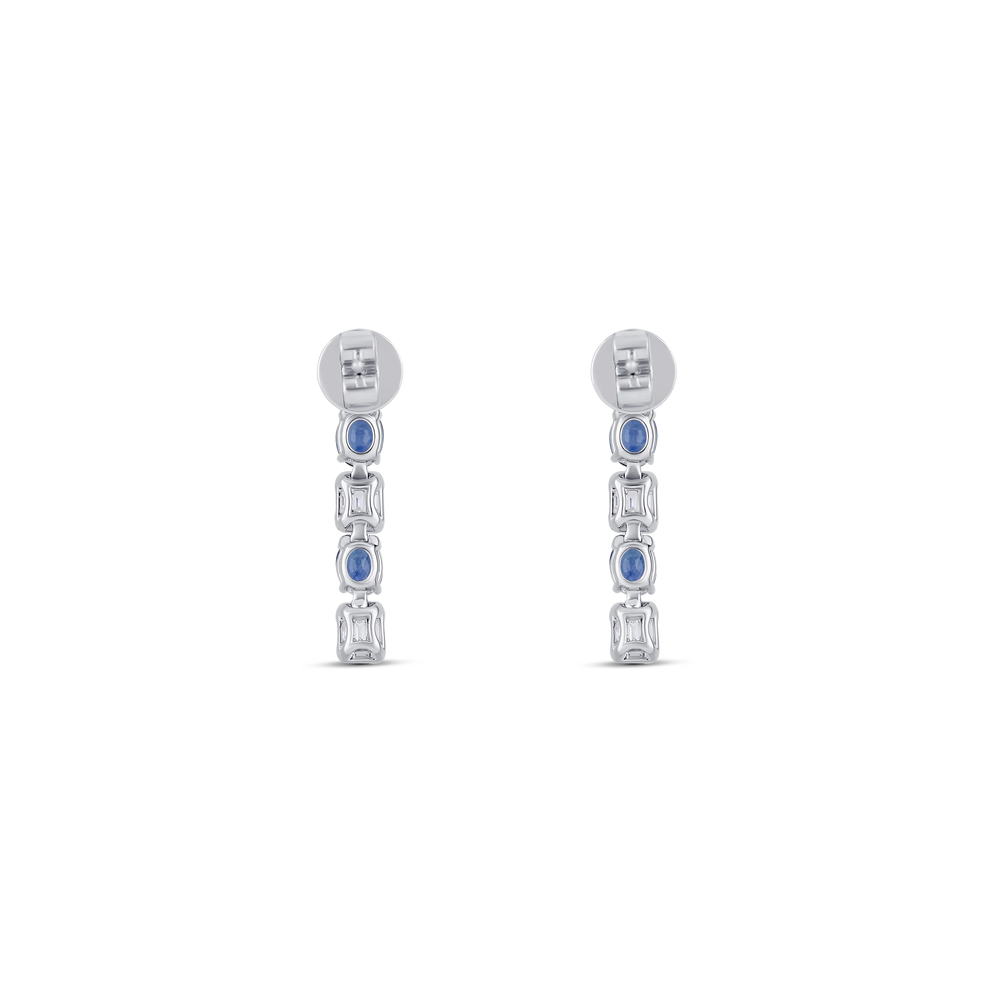 18K White Gold Sapphire And Diamond Dangle Earrings - Image 4